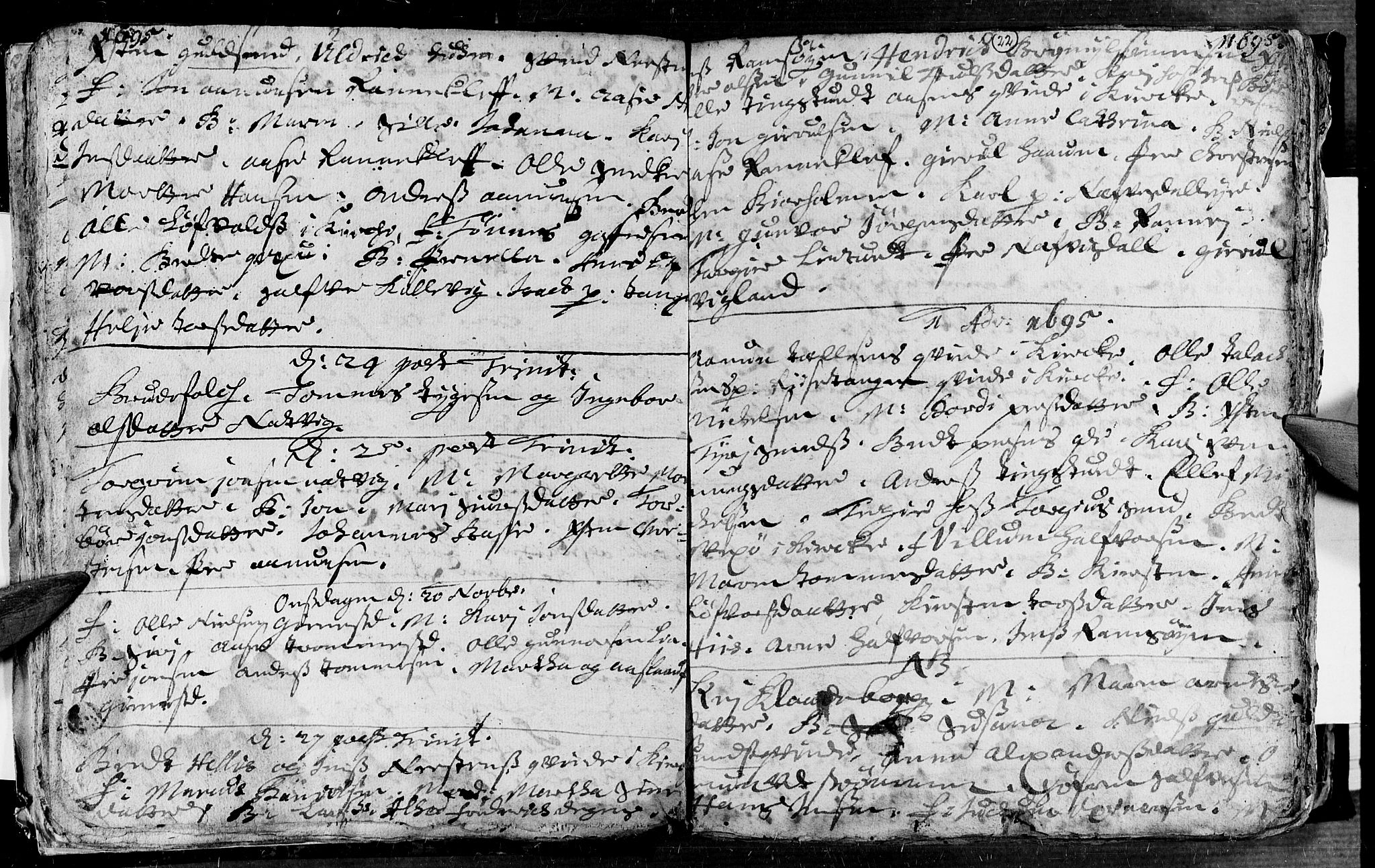 Øyestad sokneprestkontor, AV/SAK-1111-0049/F/Fa/L0002: Parish register (official) no. A 2, 1692-1722, p. 22