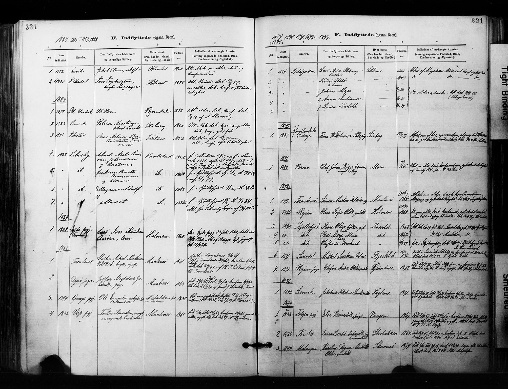 Målselv sokneprestembete, SATØ/S-1311/G/Ga/Gaa/L0007kirke: Parish register (official) no. 7, 1884-1903, p. 321