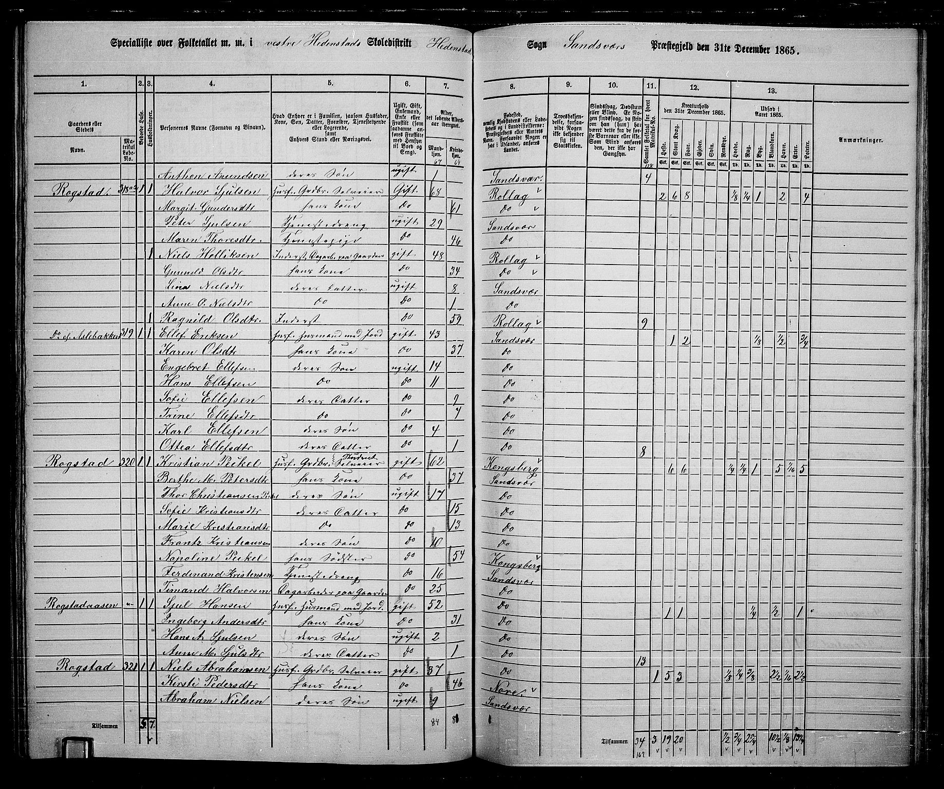 RA, 1865 census for Sandsvær, 1865, p. 124