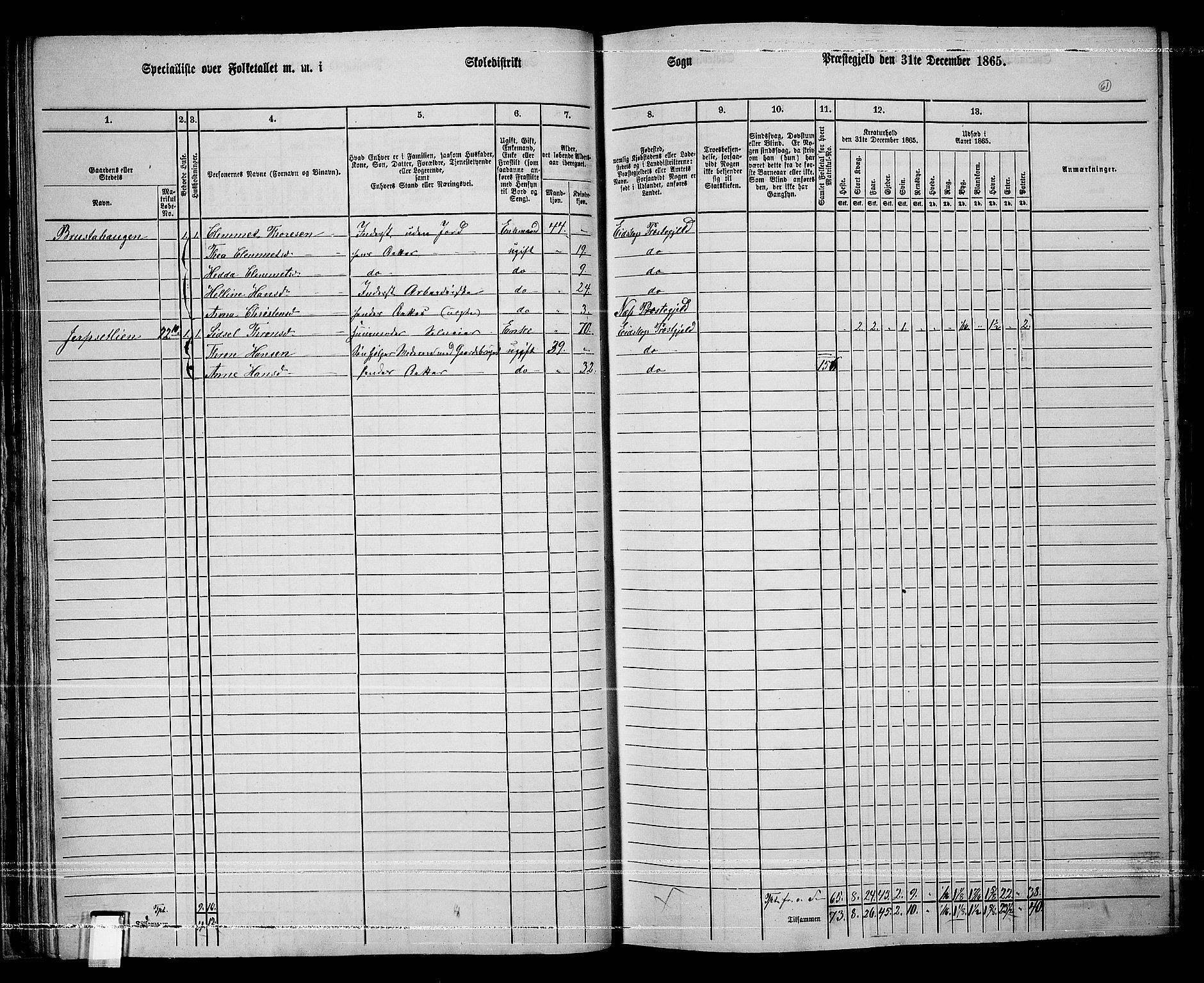 RA, 1865 census for Eidskog, 1865, p. 58