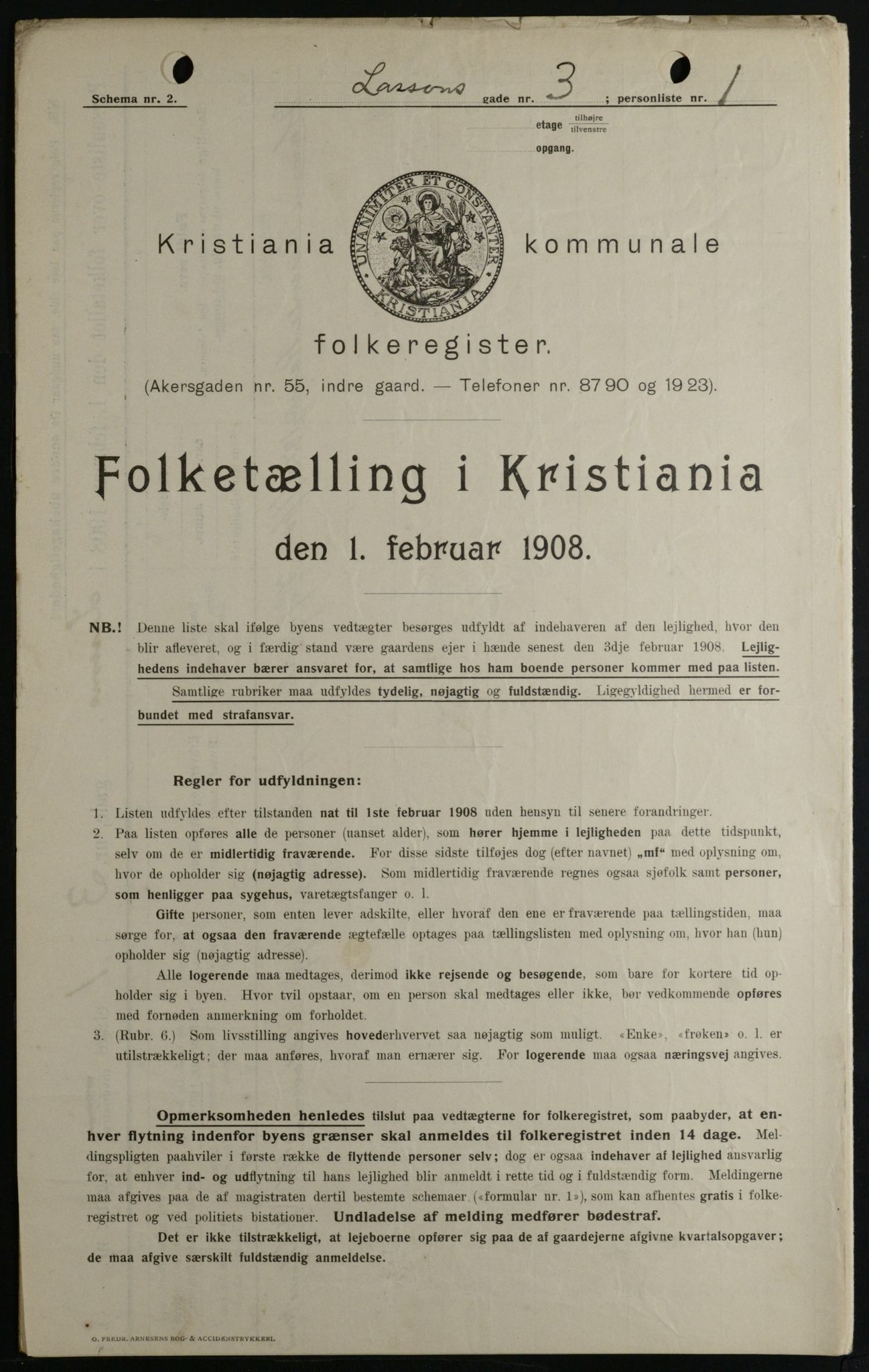 OBA, Municipal Census 1908 for Kristiania, 1908, p. 51353