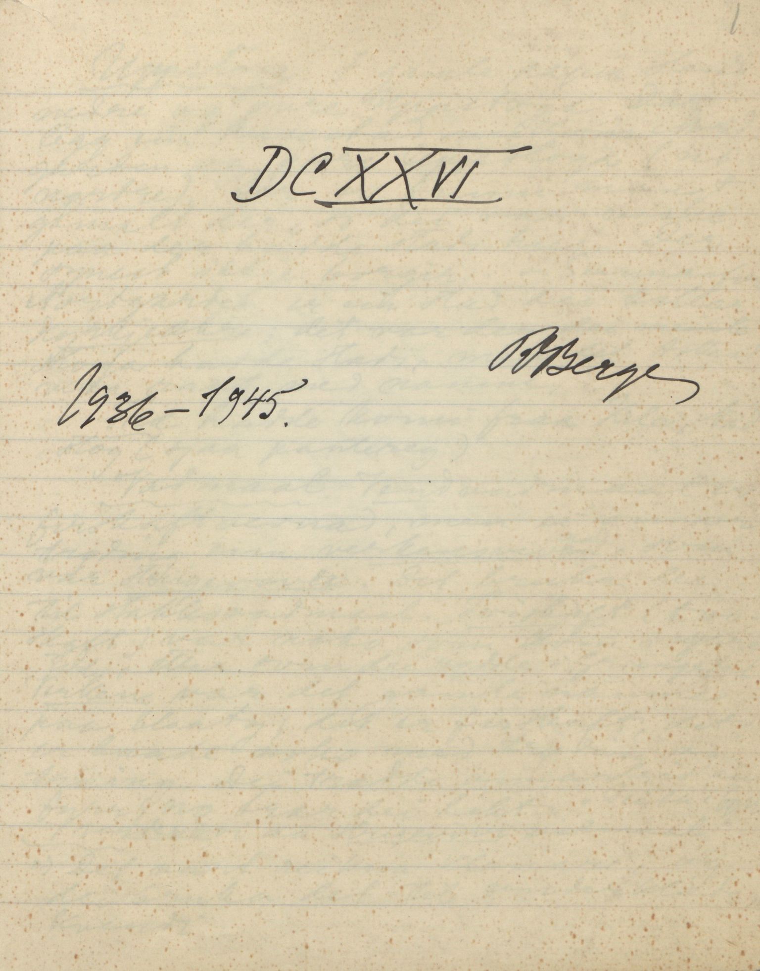 Rikard Berge, TEMU/TGM-A-1003/F/L0018/0027: 600-656 / 626 Ymse innhald, 1936-1945, p. 1