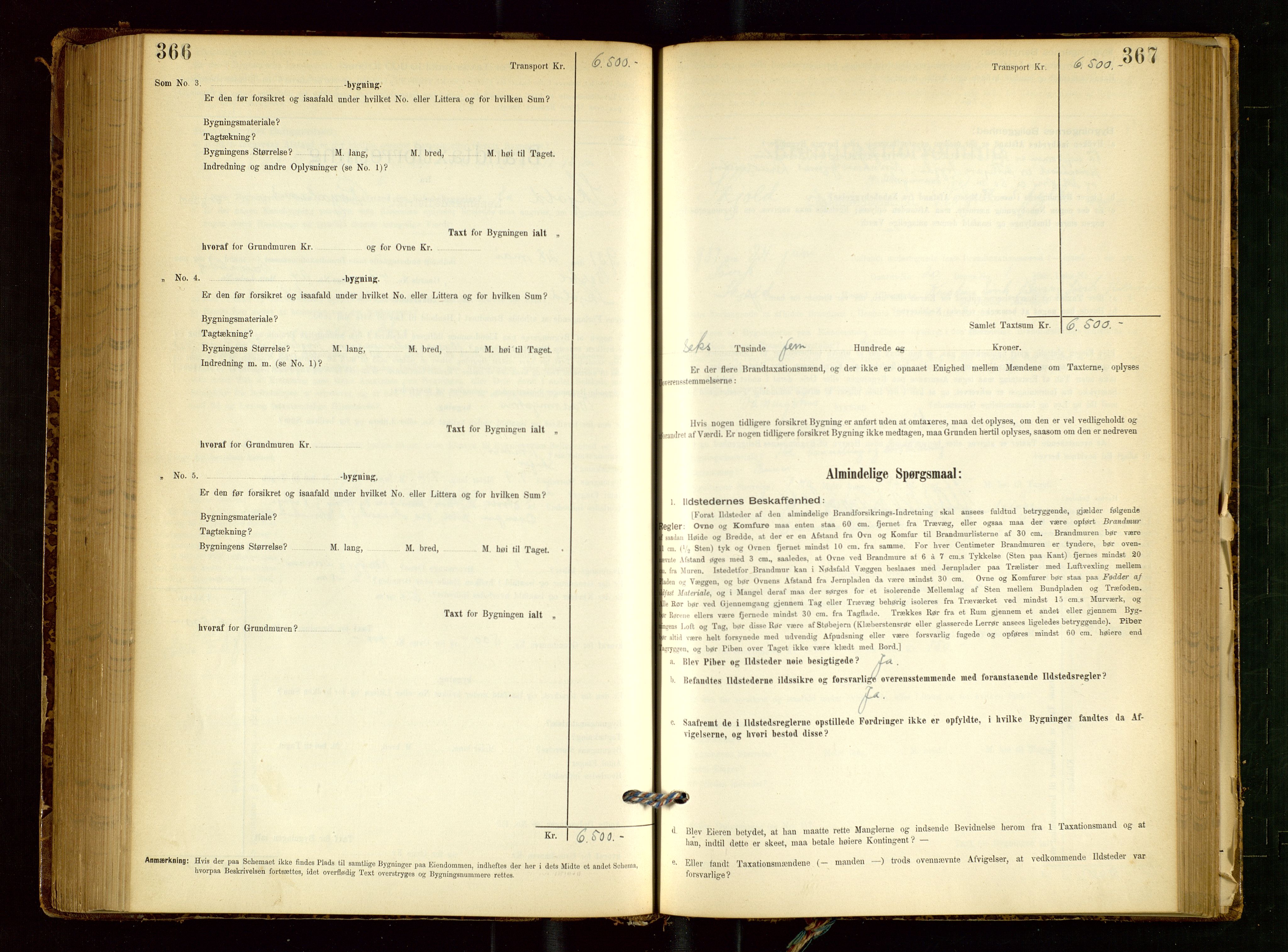 Skjold lensmannskontor, SAST/A-100182/Gob/L0001: "Brandtaxationsprotokol for Skjold Lensmandsdistrikt Ryfylke Fogderi", 1894-1939, p. 366-367
