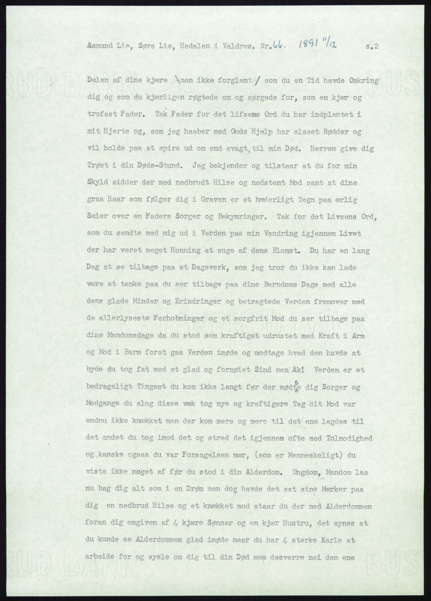 Samlinger til kildeutgivelse, Amerikabrevene, AV/RA-EA-4057/F/L0012: Innlån fra Oppland: Lie (brevnr 1-78), 1838-1914, p. 933