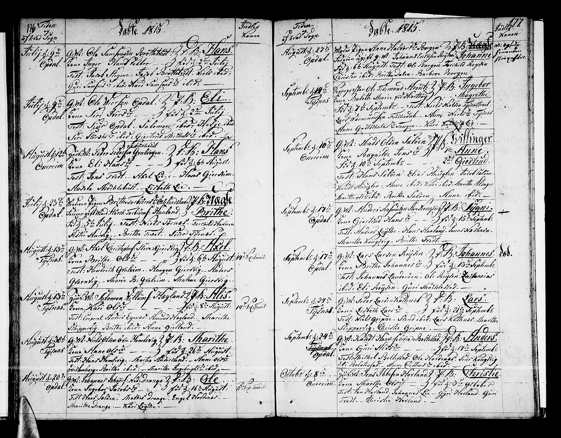 Tysnes sokneprestembete, SAB/A-78601/H/Haa: Parish register (official) no. A 6, 1804-1816, p. 176-177