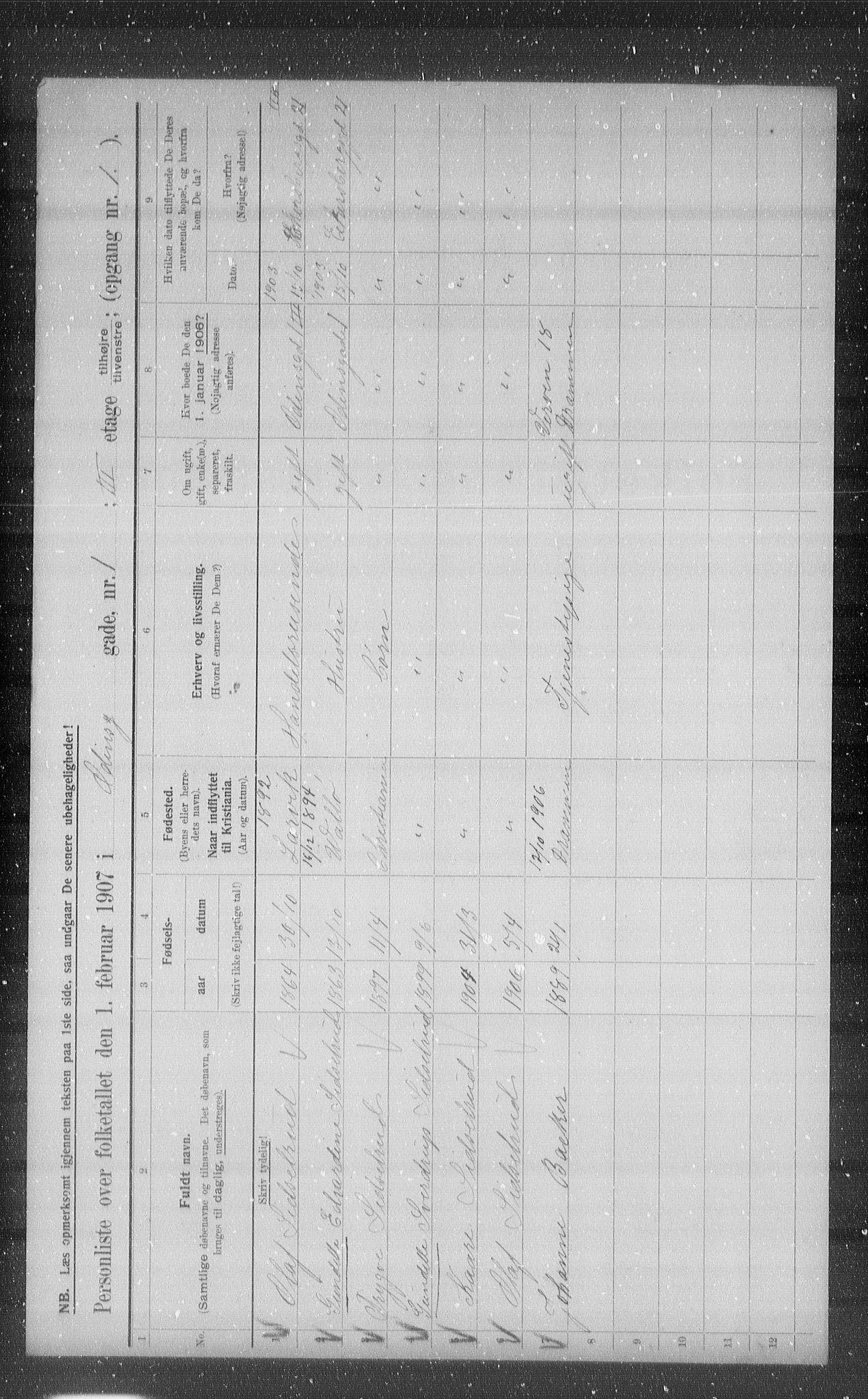 OBA, Municipal Census 1907 for Kristiania, 1907, p. 38210