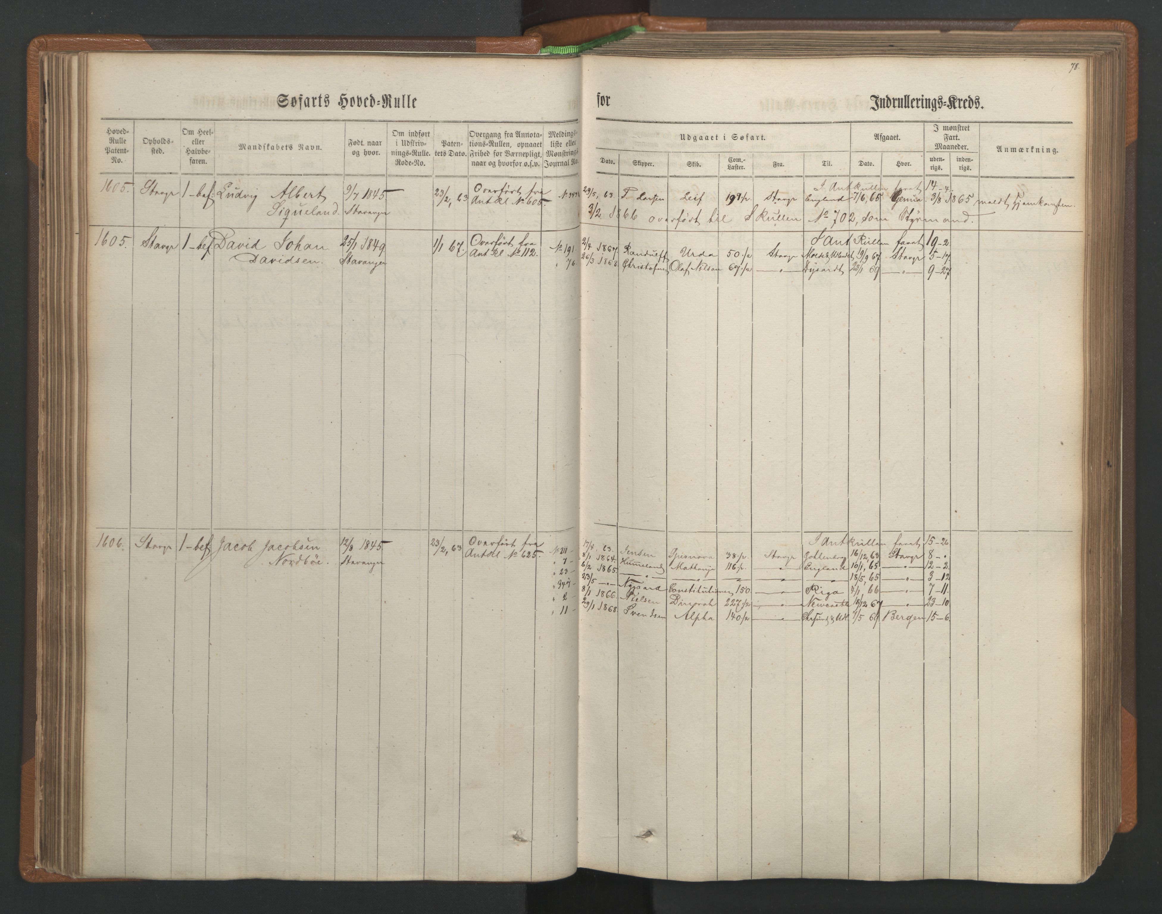 Stavanger sjømannskontor, AV/SAST-A-102006/F/Fb/Fbb/L0003: Sjøfartshovedrulle, patentnr. 1451-2270, 1863, p. 83