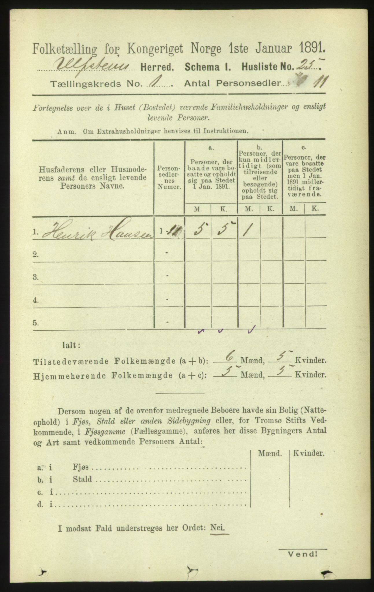 RA, 1891 census for 1516 Ulstein, 1891, p. 54