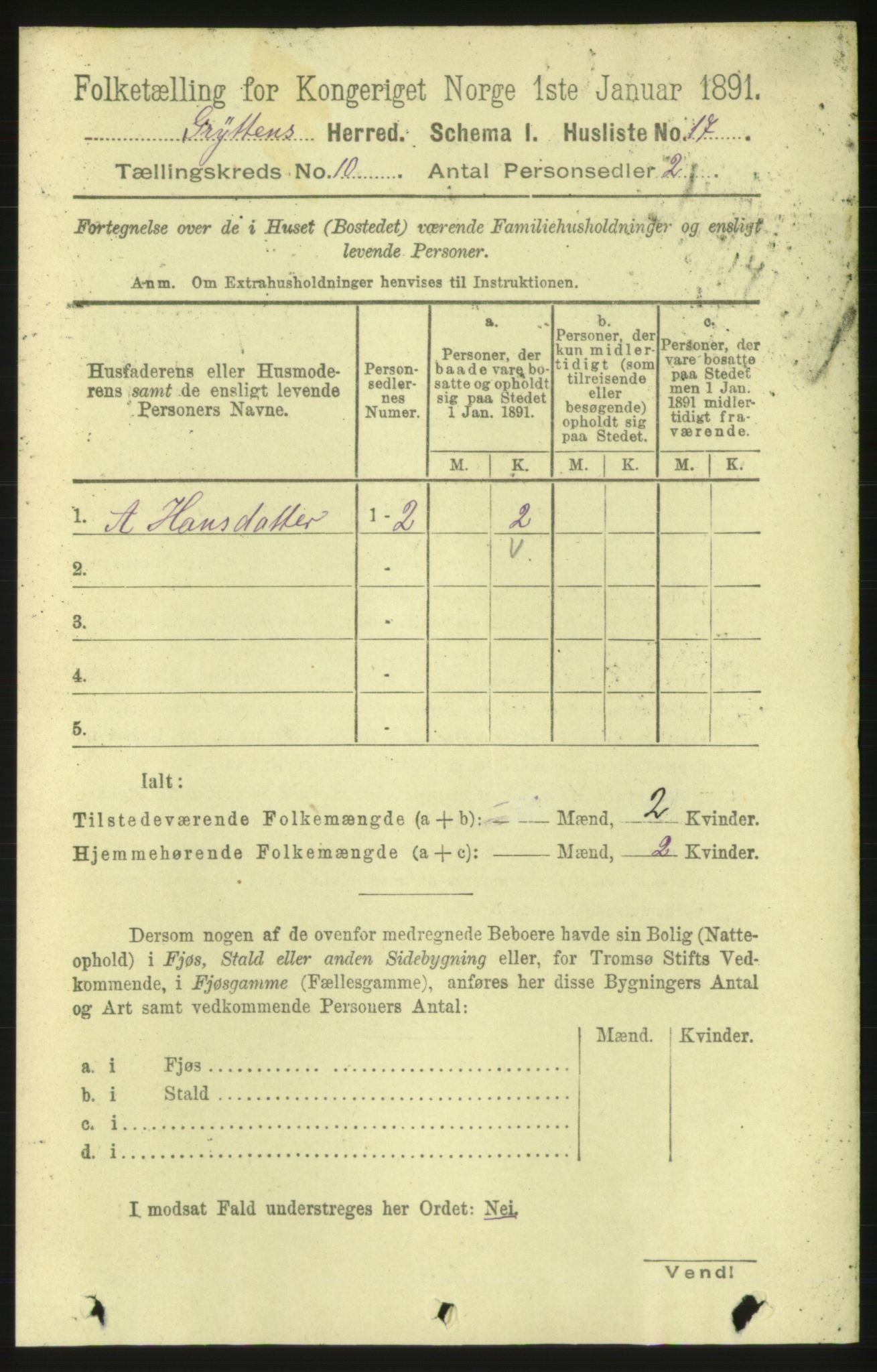 RA, 1891 census for 1539 Grytten, 1891, p. 3614