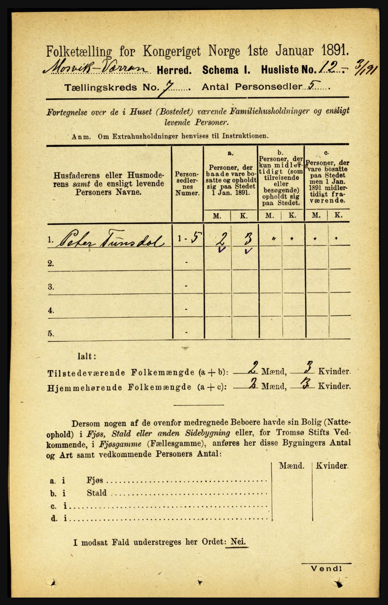 RA, 1891 census for 1723 Mosvik og Verran, 1891, p. 2861