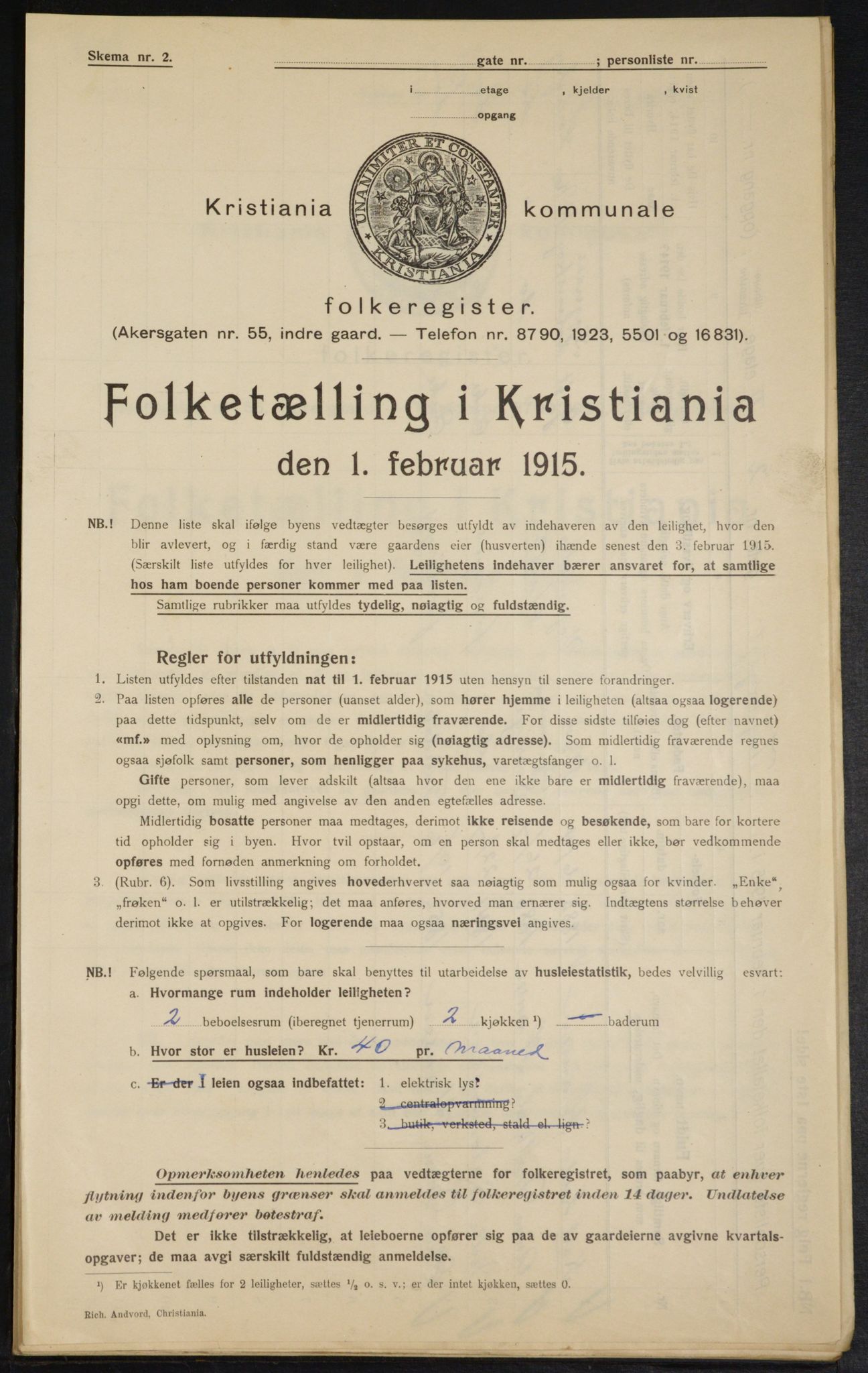 OBA, Municipal Census 1915 for Kristiania, 1915, p. 43207