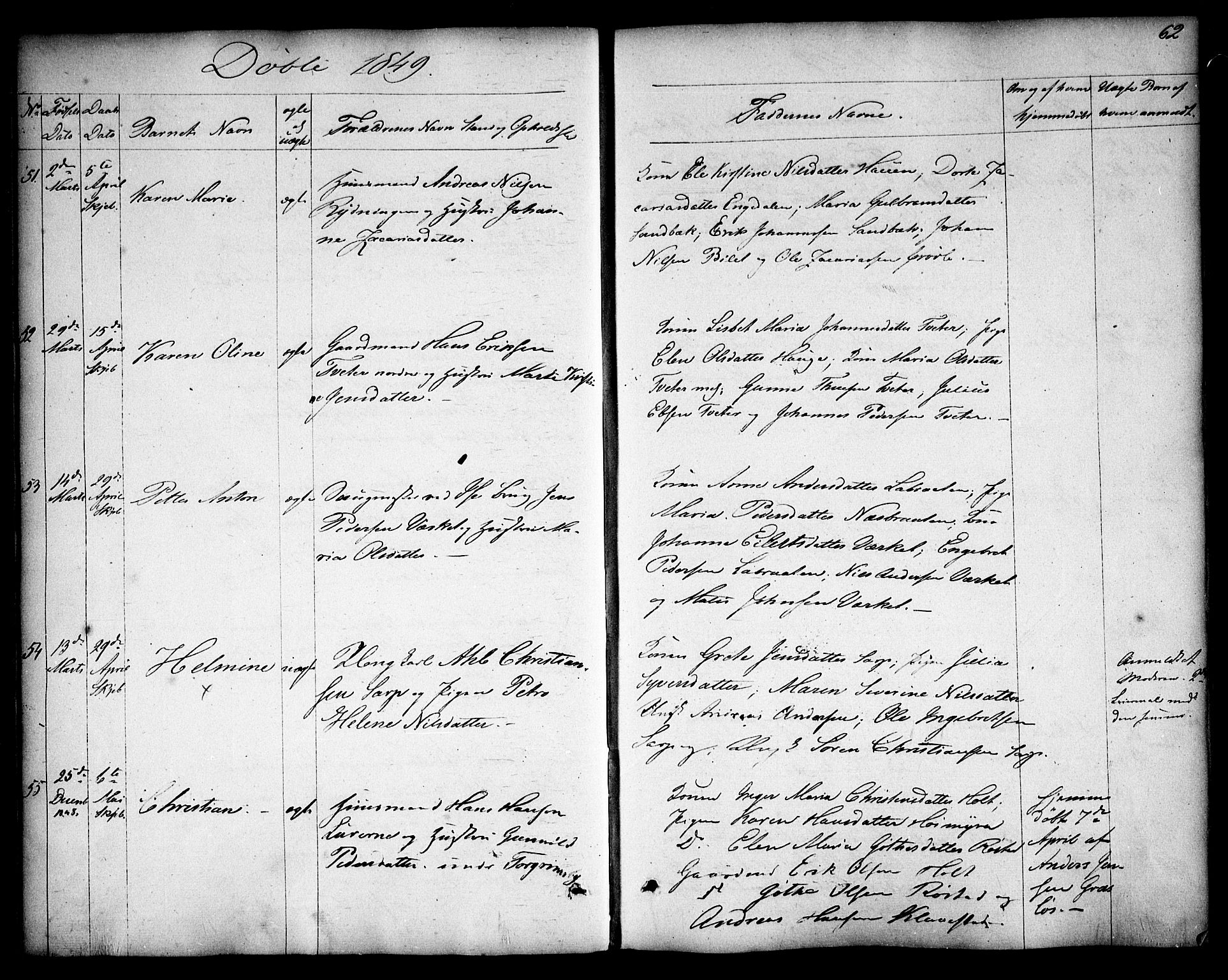 Skjeberg prestekontor Kirkebøker, SAO/A-10923/F/Fa/L0006: Parish register (official) no. I 6, 1846-1858, p. 62