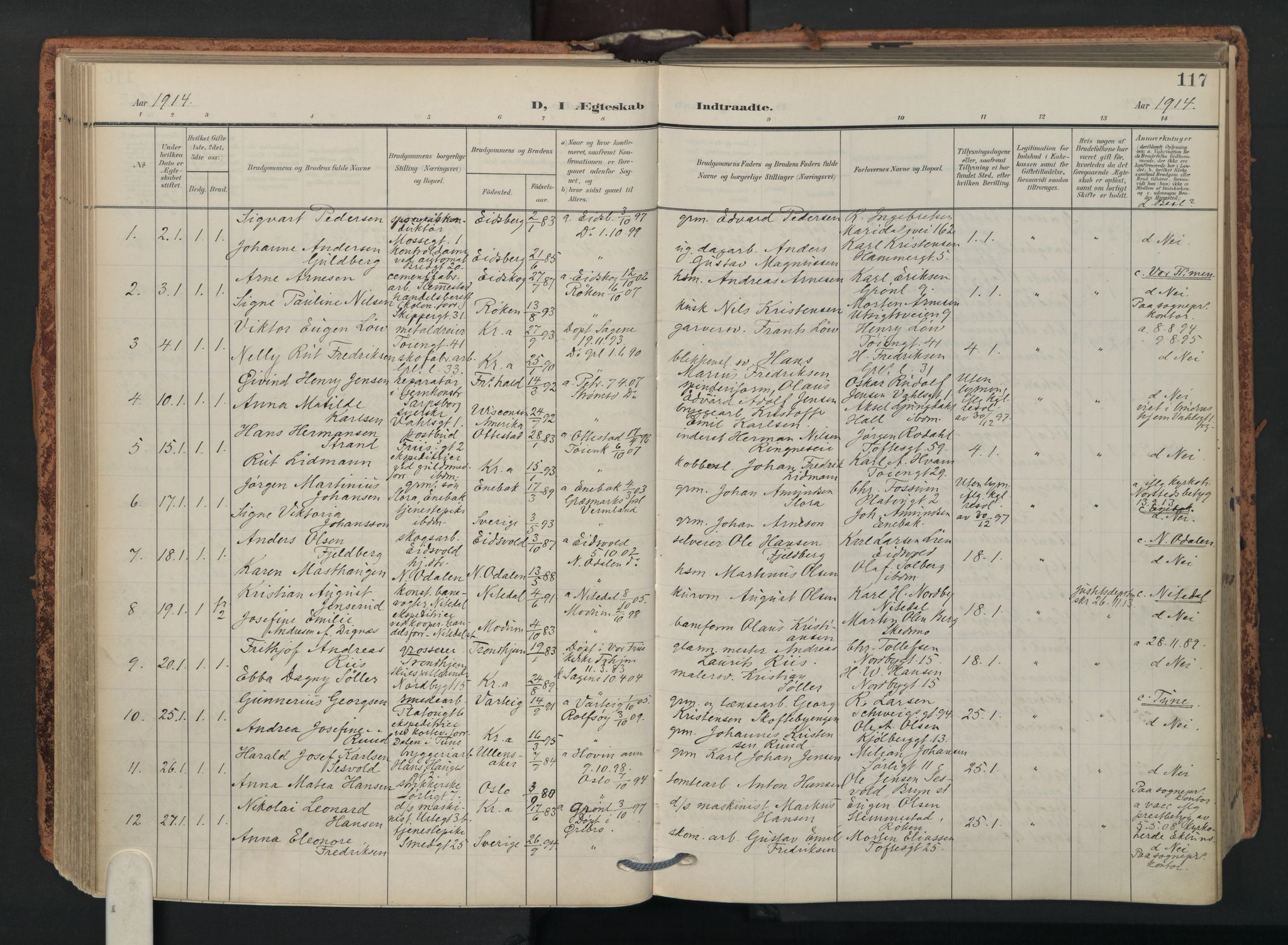 Grønland prestekontor Kirkebøker, SAO/A-10848/F/Fa/L0017: Parish register (official) no. 17, 1906-1934, p. 117