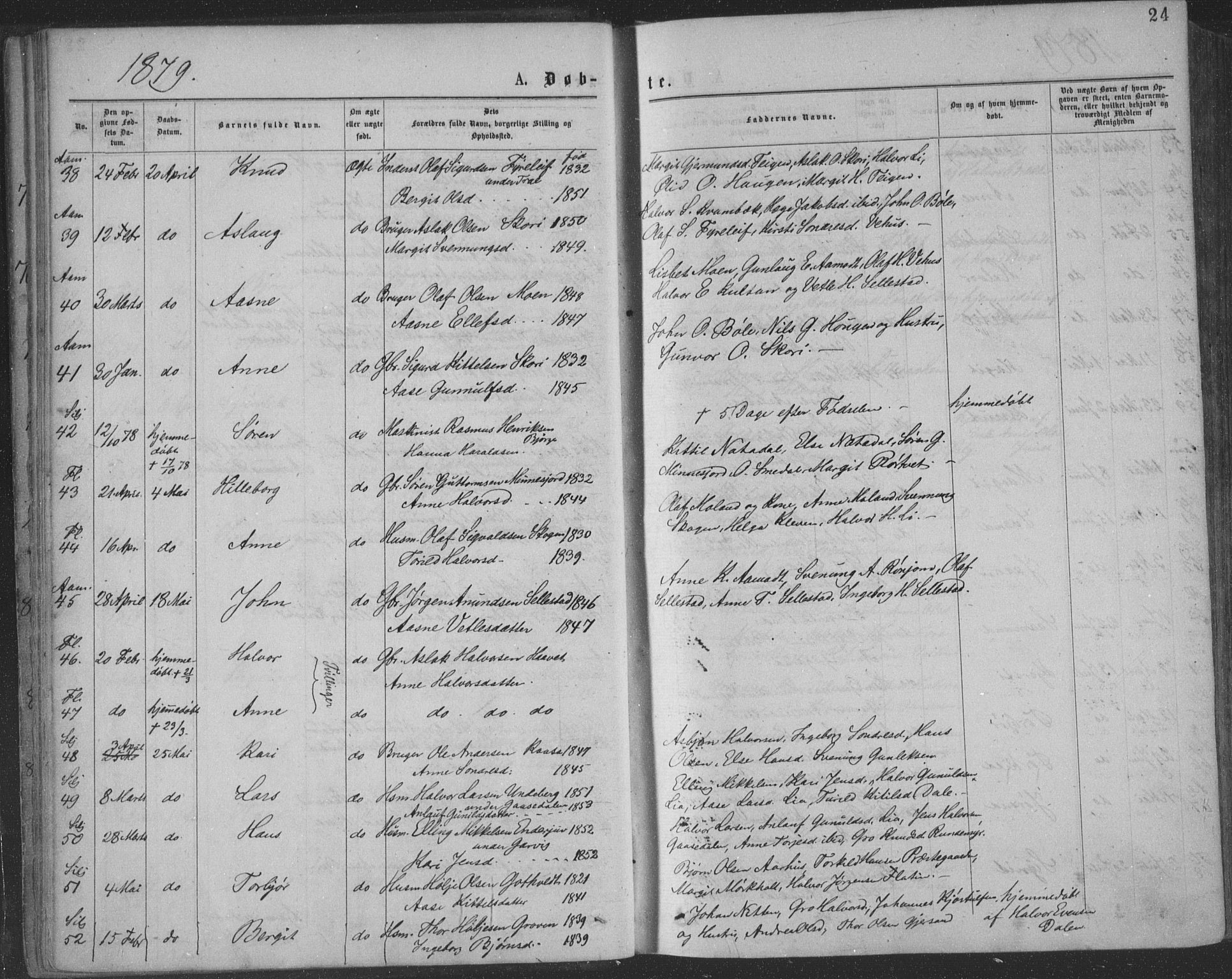 Seljord kirkebøker, AV/SAKO-A-20/F/Fa/L0014: Parish register (official) no. I 14, 1877-1886, p. 24