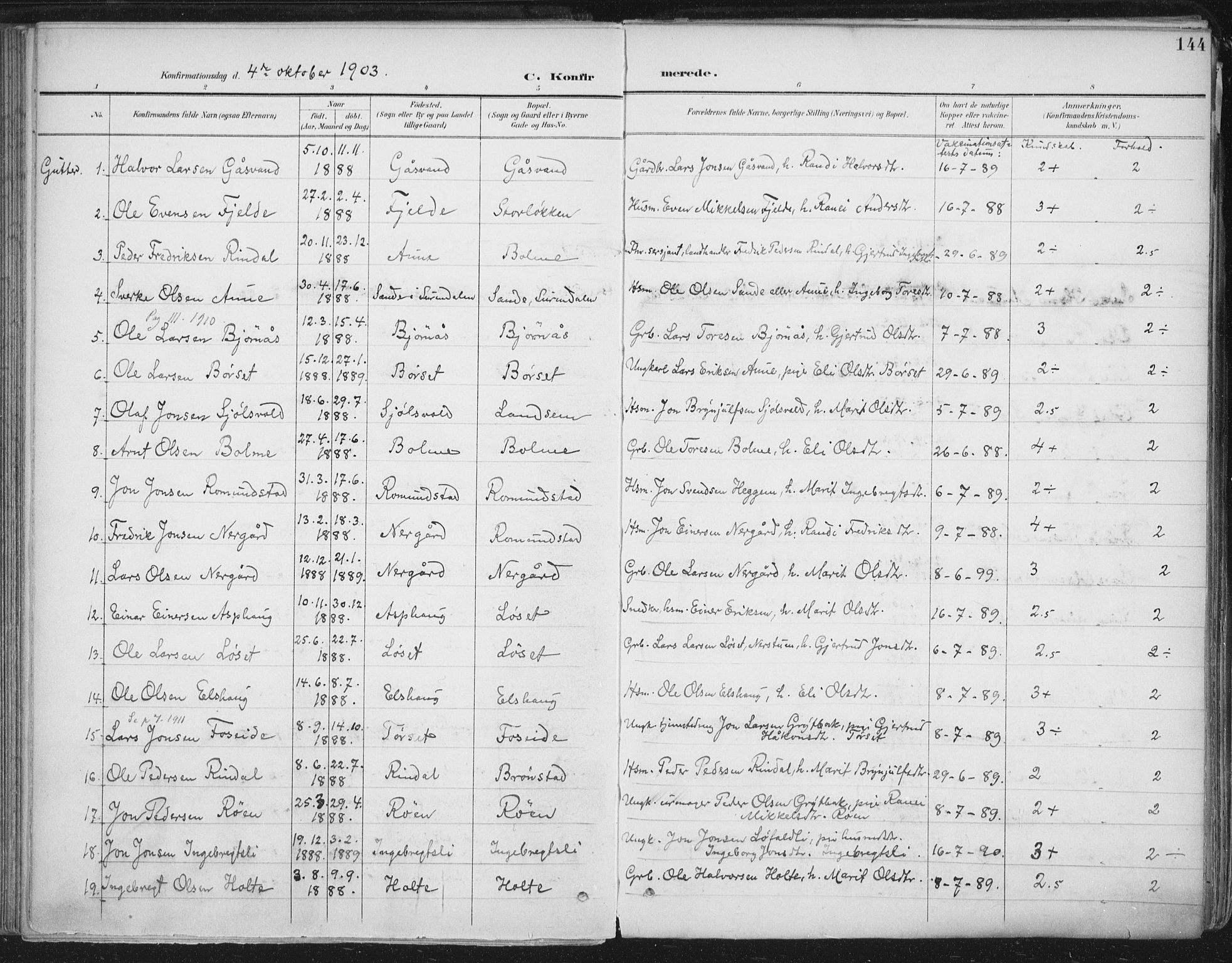 Ministerialprotokoller, klokkerbøker og fødselsregistre - Møre og Romsdal, SAT/A-1454/598/L1072: Parish register (official) no. 598A06, 1896-1910, p. 144
