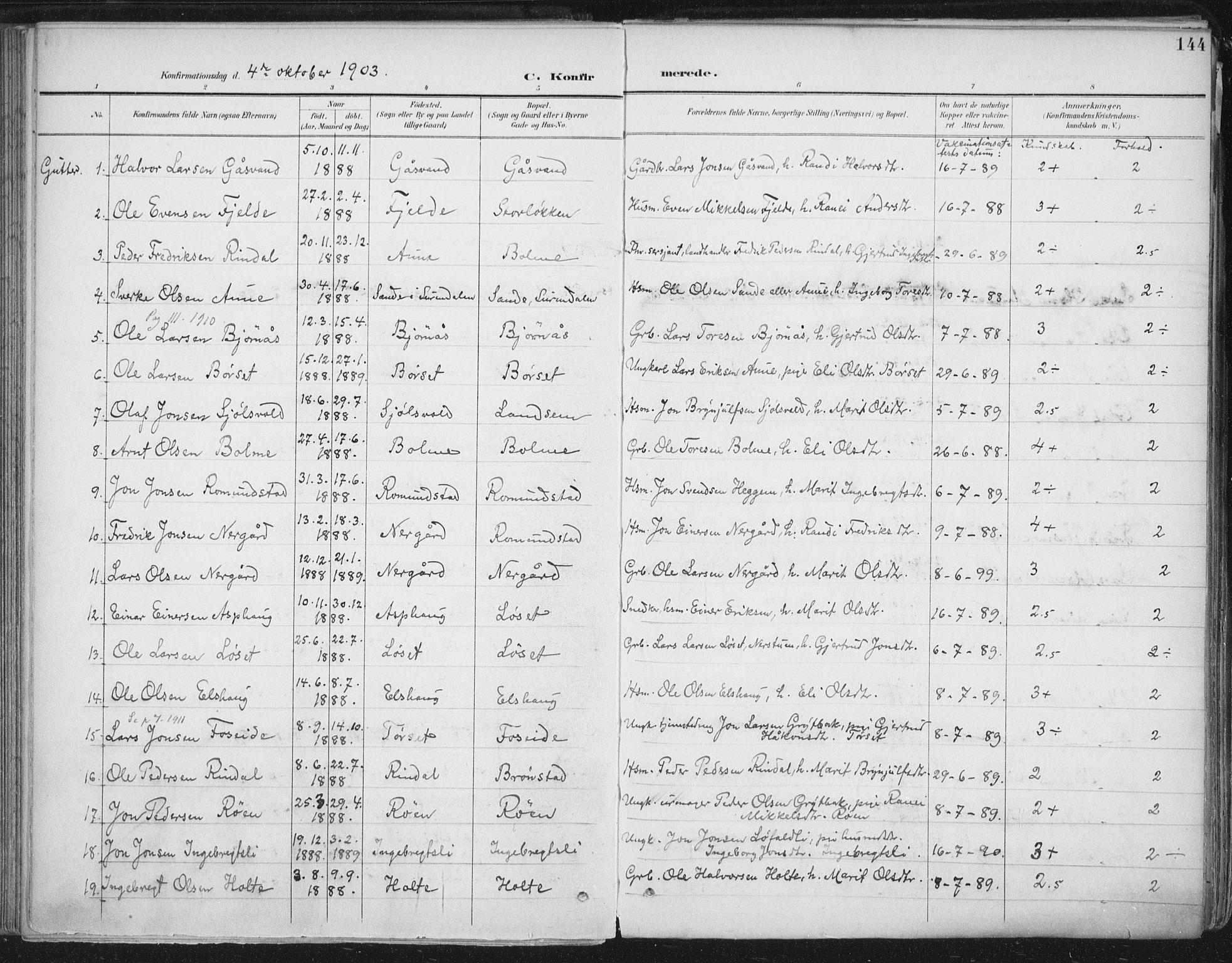 Ministerialprotokoller, klokkerbøker og fødselsregistre - Møre og Romsdal, AV/SAT-A-1454/598/L1072: Parish register (official) no. 598A06, 1896-1910, p. 144