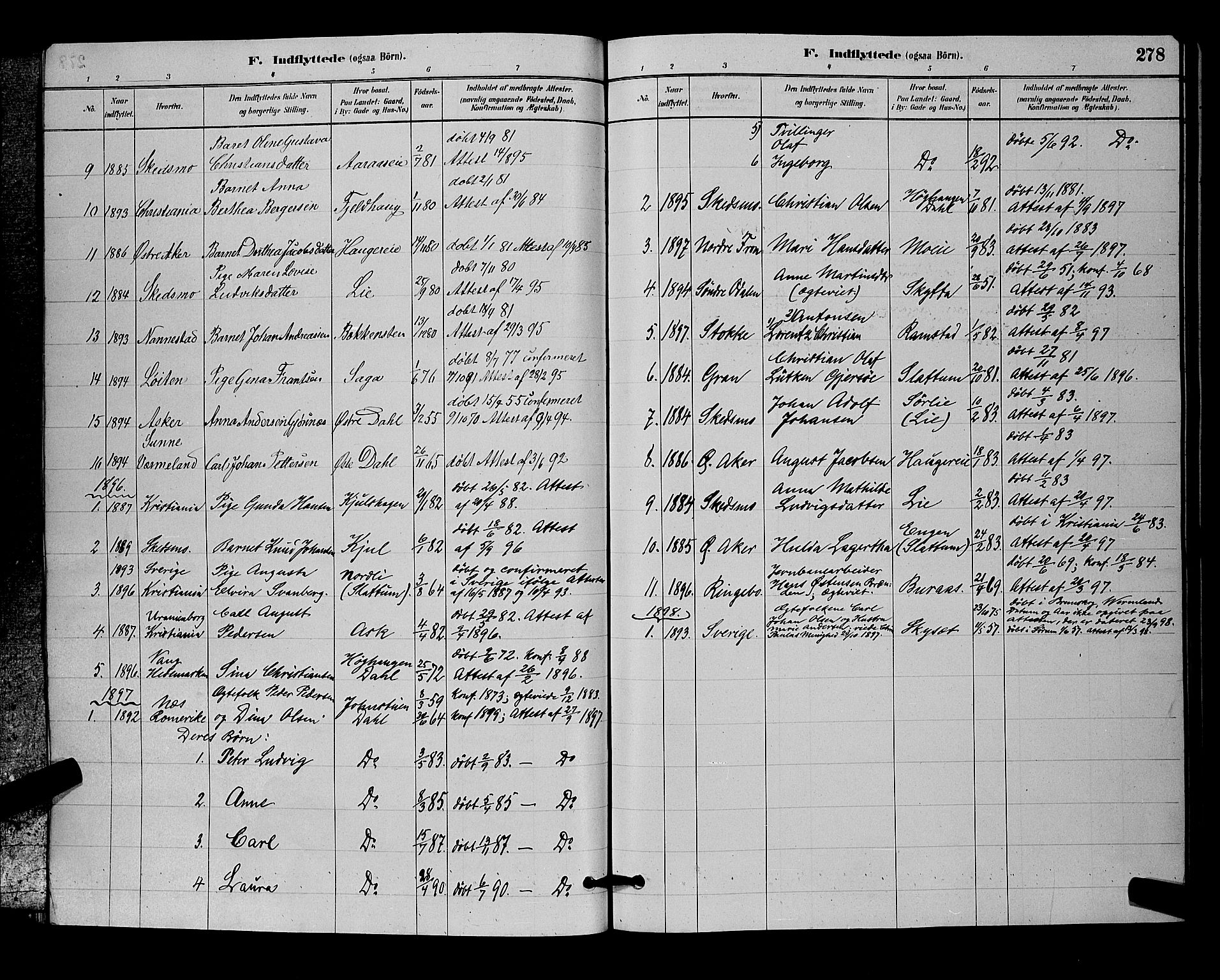 Nittedal prestekontor Kirkebøker, SAO/A-10365a/G/Ga/L0002: Parish register (copy) no. I 2, 1879-1901, p. 278