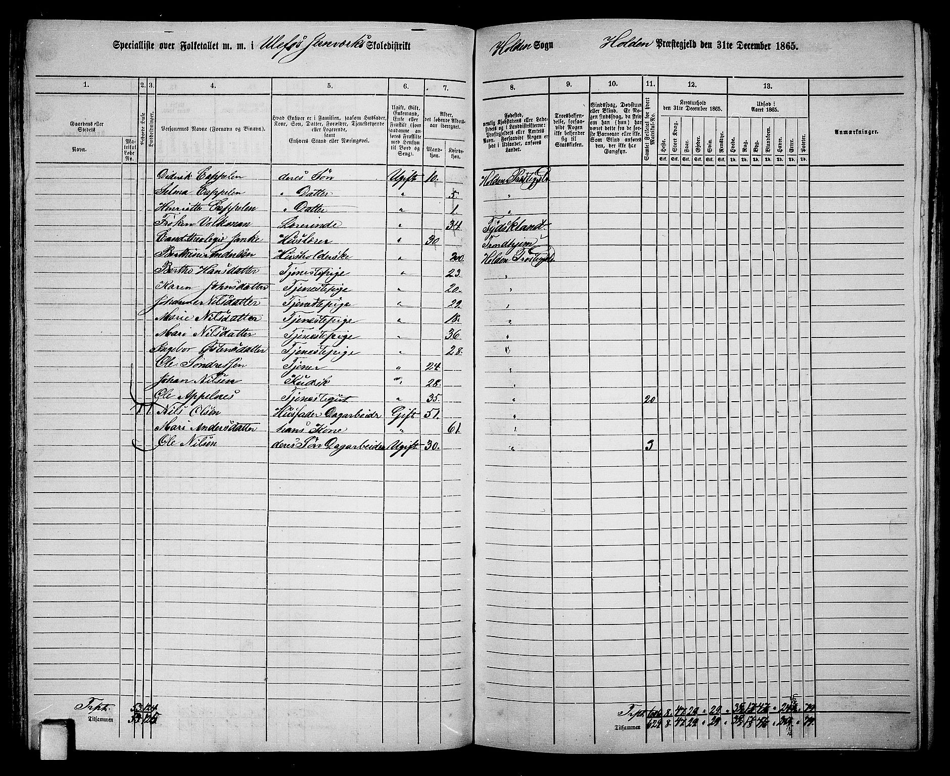 RA, 1865 census for Holla, 1865, p. 68