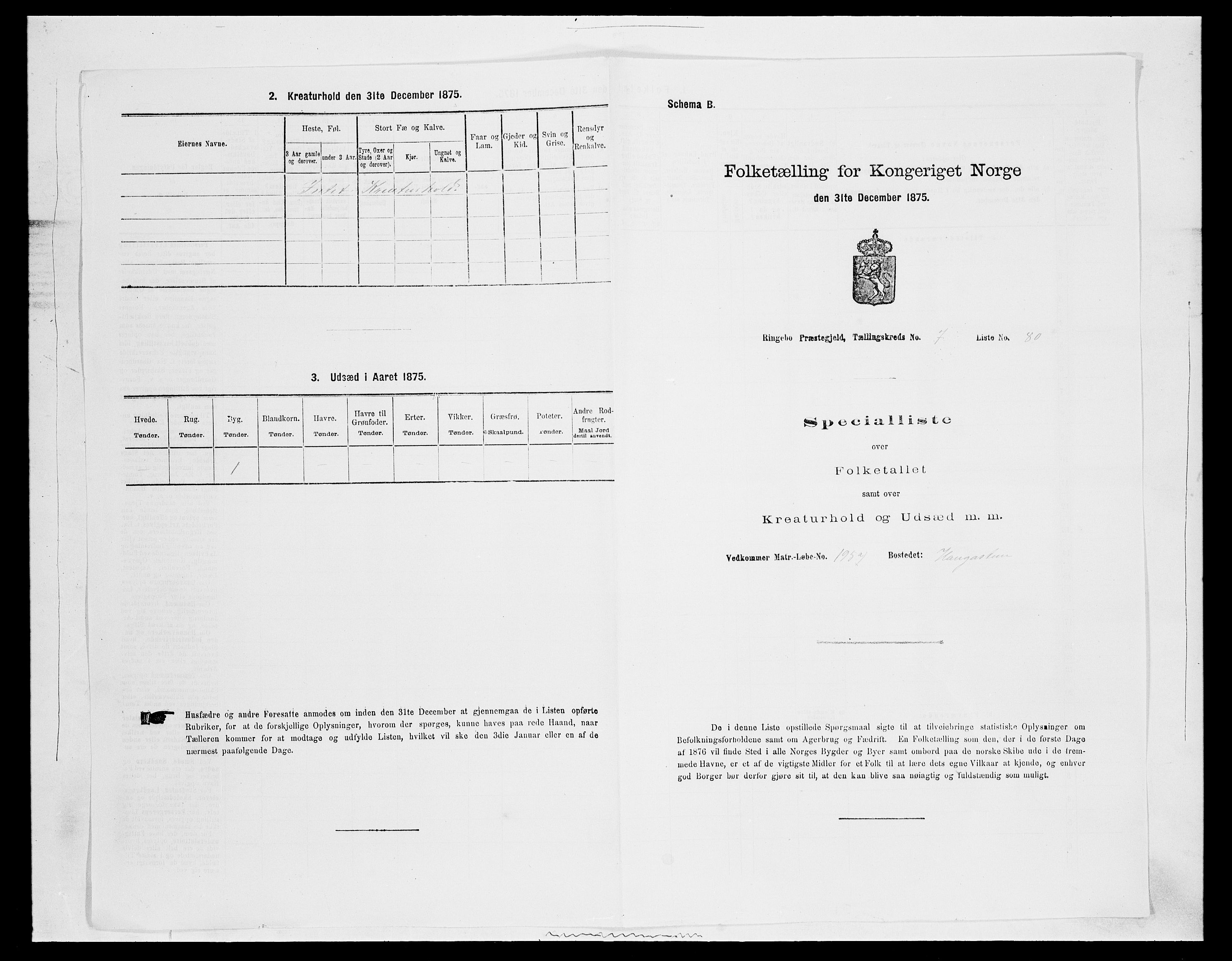 SAH, 1875 census for 0520P Ringebu, 1875, p. 1167