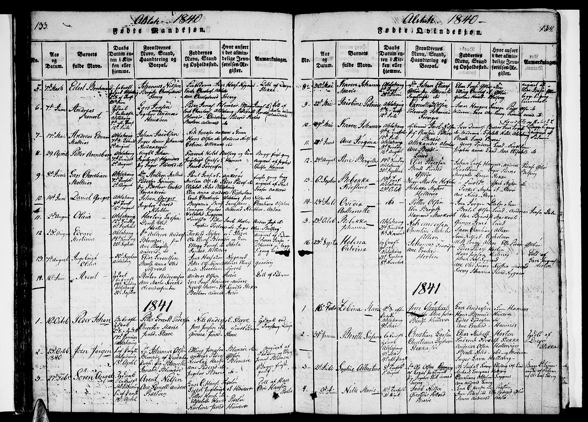 Ministerialprotokoller, klokkerbøker og fødselsregistre - Nordland, AV/SAT-A-1459/830/L0457: Parish register (copy) no. 830C01 /1, 1820-1842, p. 133-134