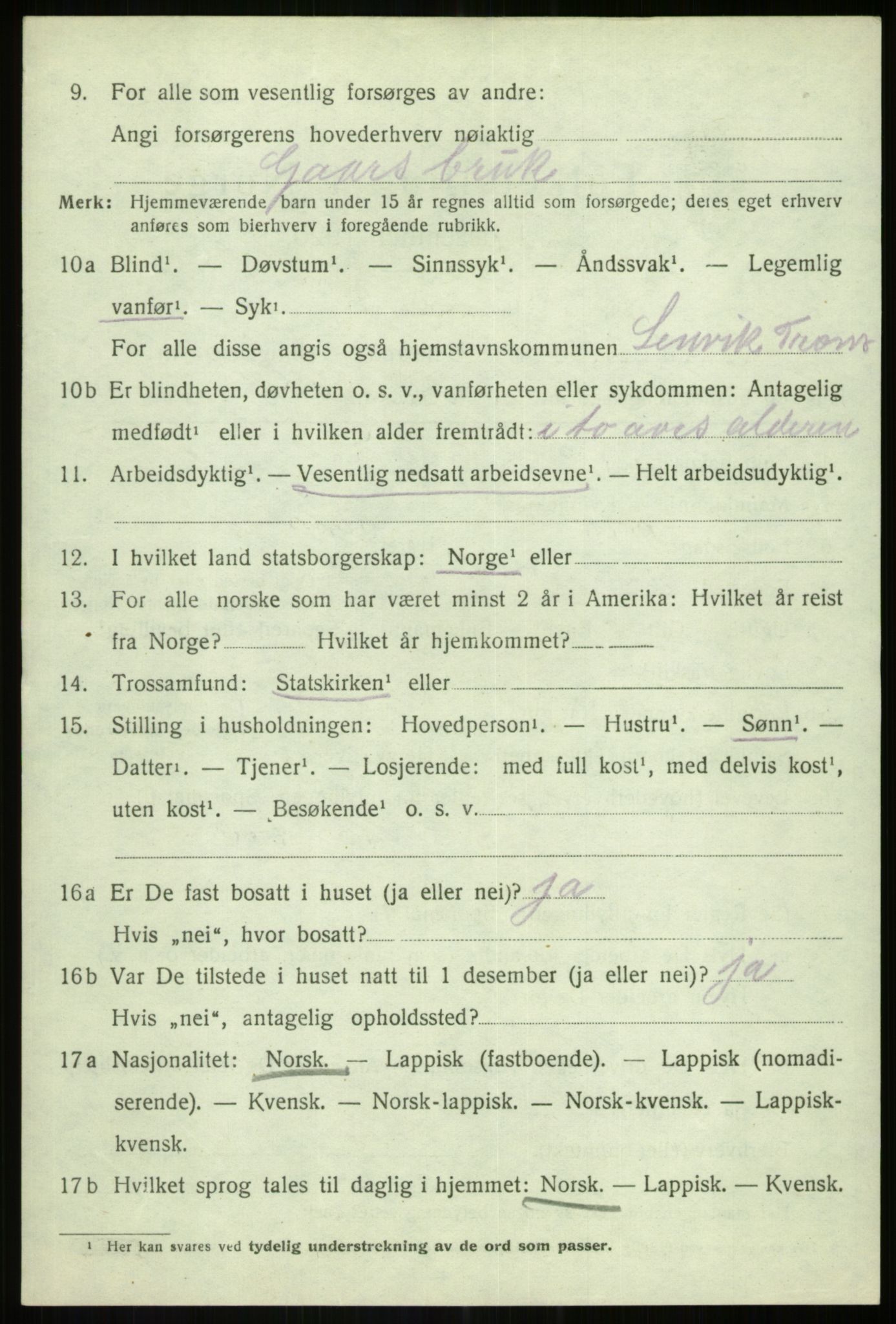 SATØ, 1920 census for Lenvik, 1920, p. 7821