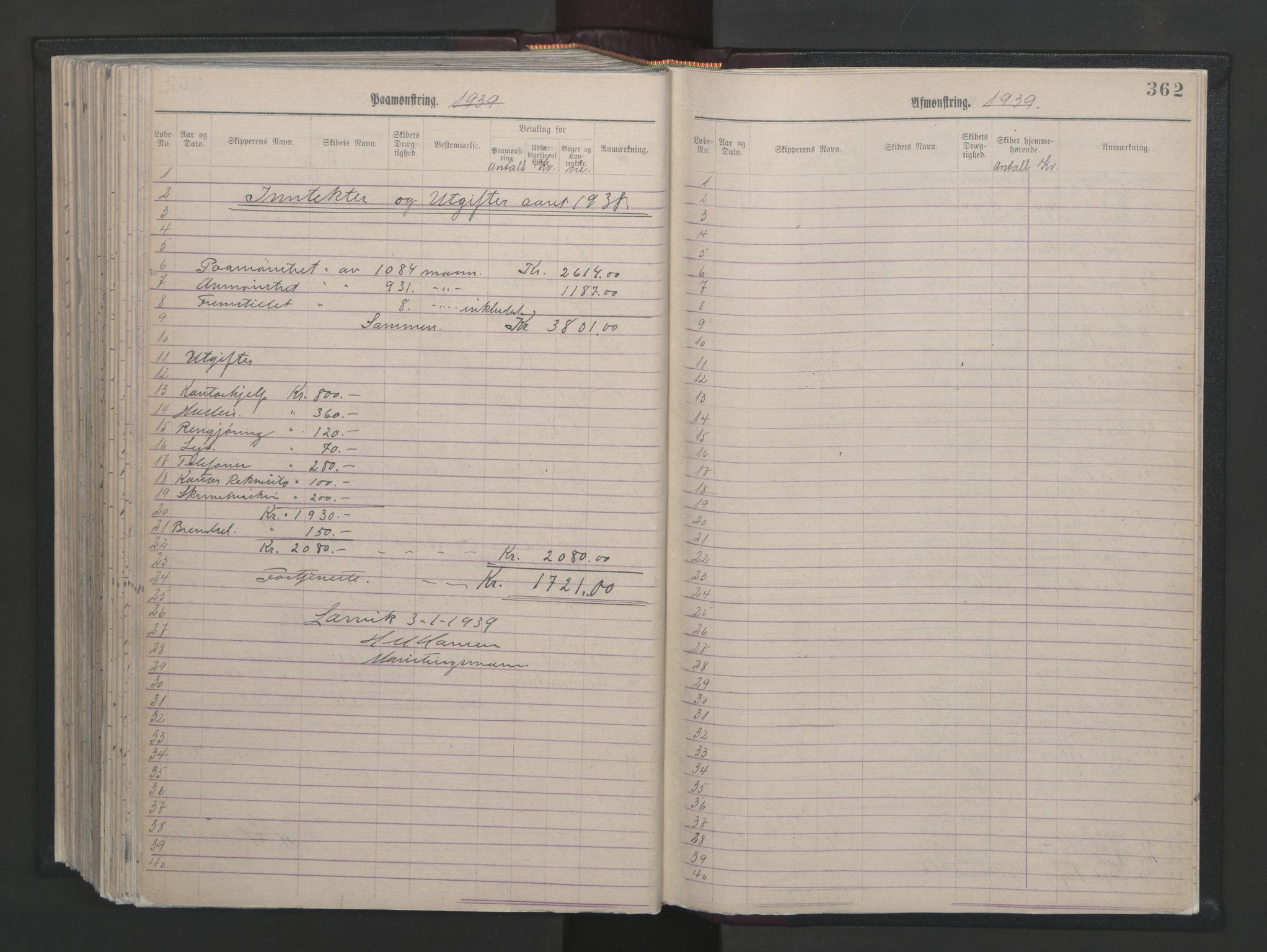 Larvik innrulleringskontor, AV/SAKO-A-787/H/Ha/L0001: Mønstringsjournal, 1886-1942, p. 362