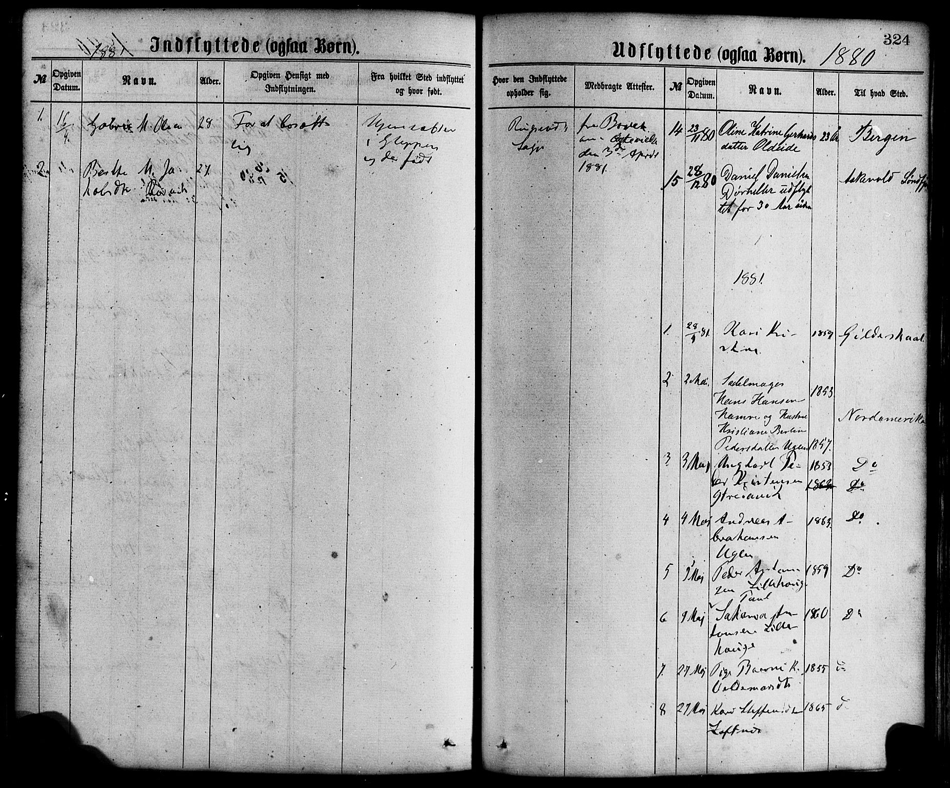 Davik sokneprestembete, AV/SAB-A-79701/H/Haa/Haaa/L0006: Parish register (official) no. A 6, 1867-1881, p. 324