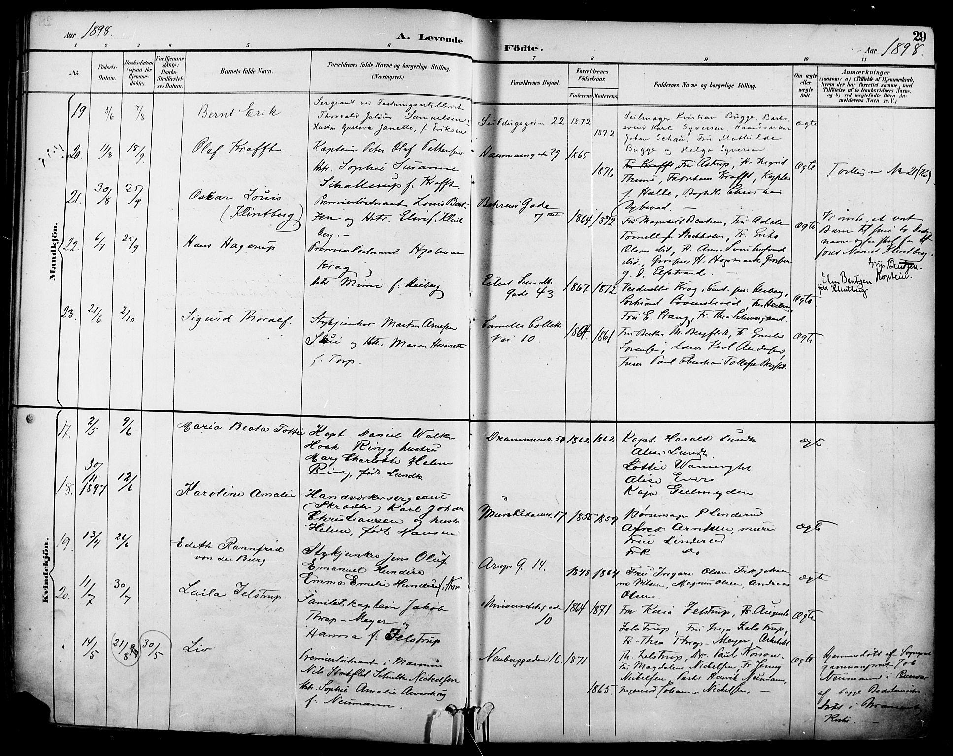 Garnisonsmenigheten Kirkebøker, AV/SAO-A-10846/F/Fa/L0013: Parish register (official) no. 13, 1894-1904, p. 29