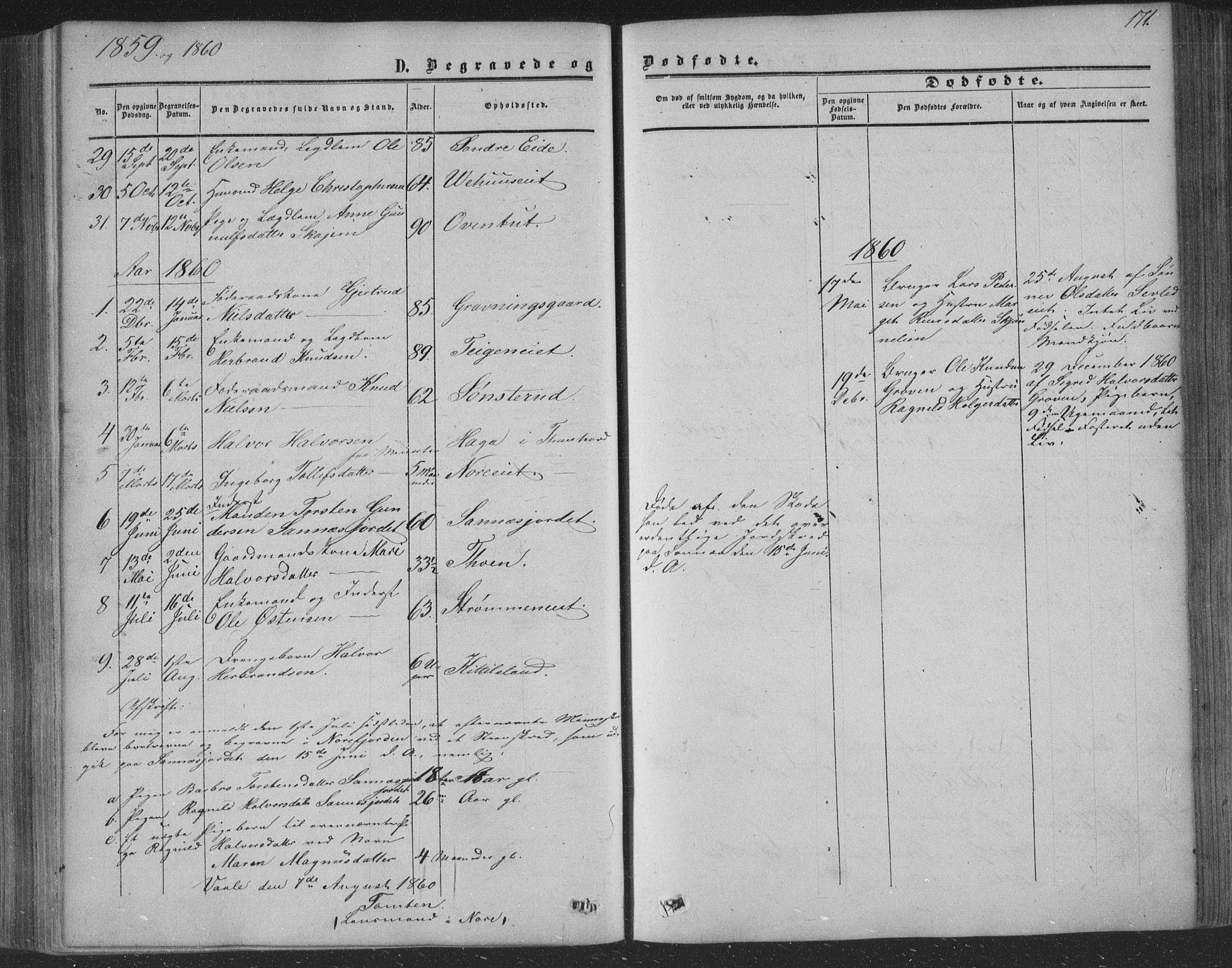 Nore kirkebøker, SAKO/A-238/F/Fa/L0002: Parish register (official) no. I 2, 1856-1871, p. 171