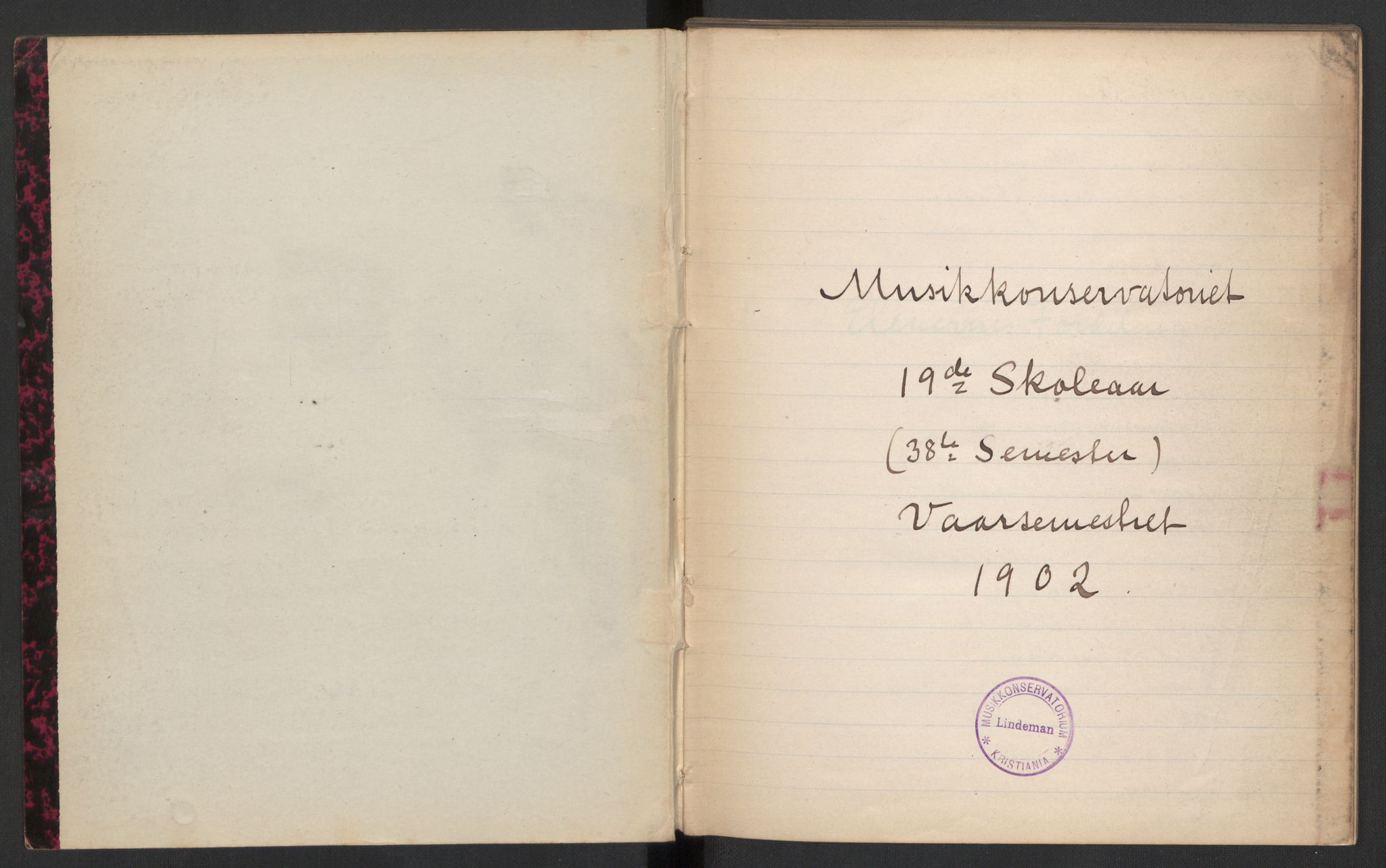 Musikkonservatoriet i Oslo, AV/RA-PA-1761/F/Fa/L0002/0010: Oversikt over lærere, elever, m.m. / Musikkonservatoriet i Oslo - Vårsemesteret, 1902