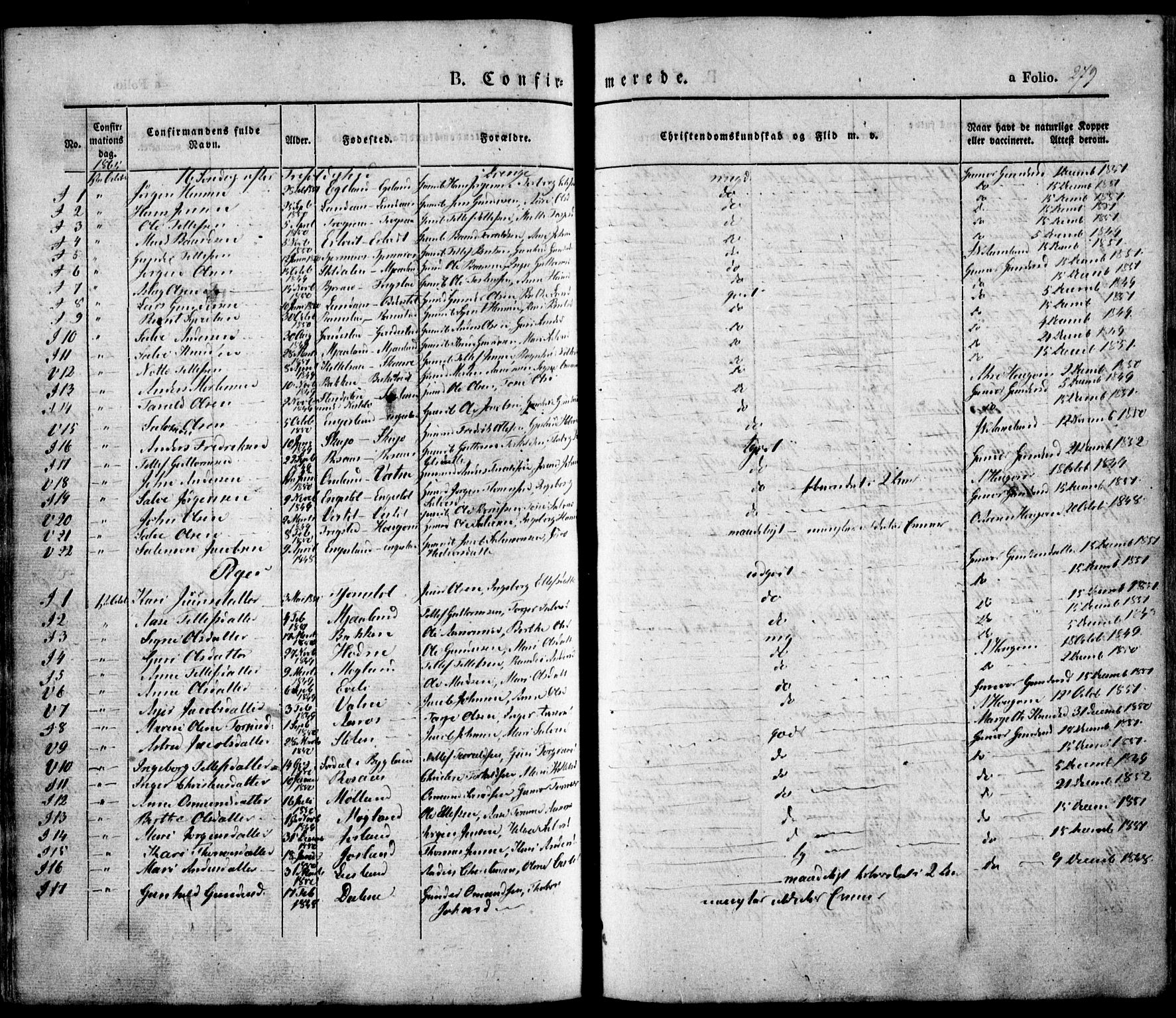 Evje sokneprestkontor, AV/SAK-1111-0008/F/Fa/Faa/L0005: Parish register (official) no. A 5, 1843-1865, p. 279