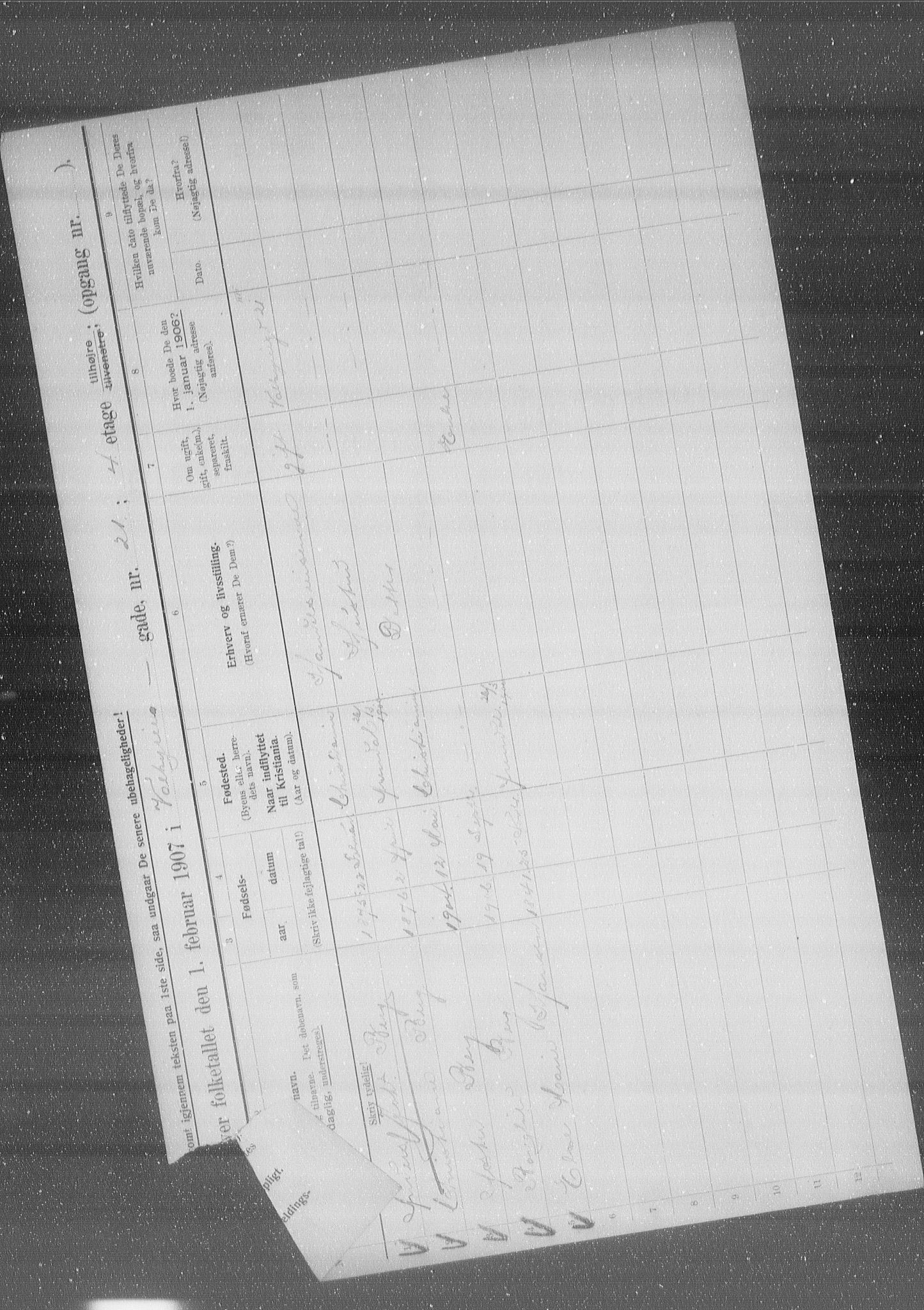 OBA, Municipal Census 1907 for Kristiania, 1907, p. 61957