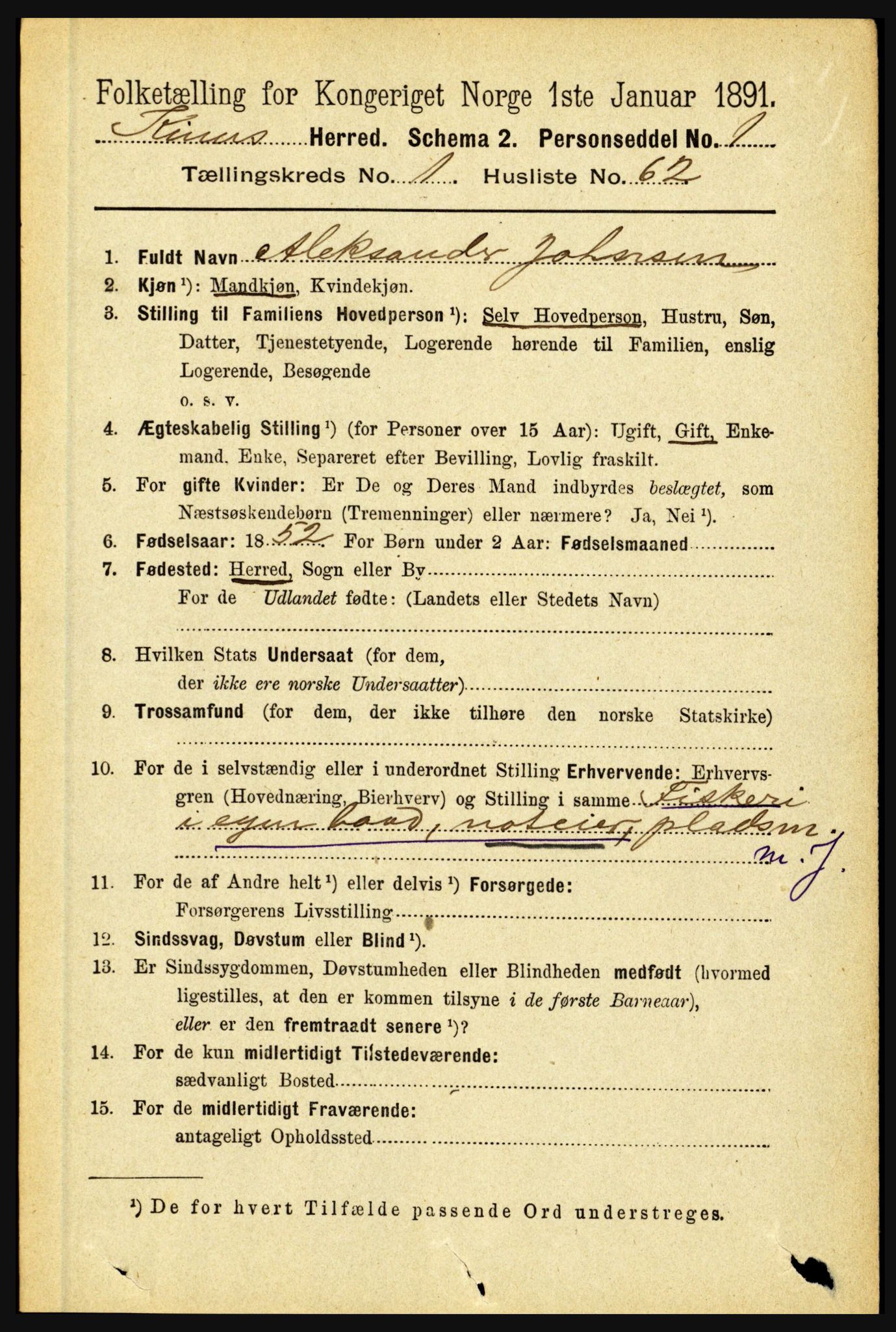 RA, 1891 census for 1437 Kinn, 1891, p. 471