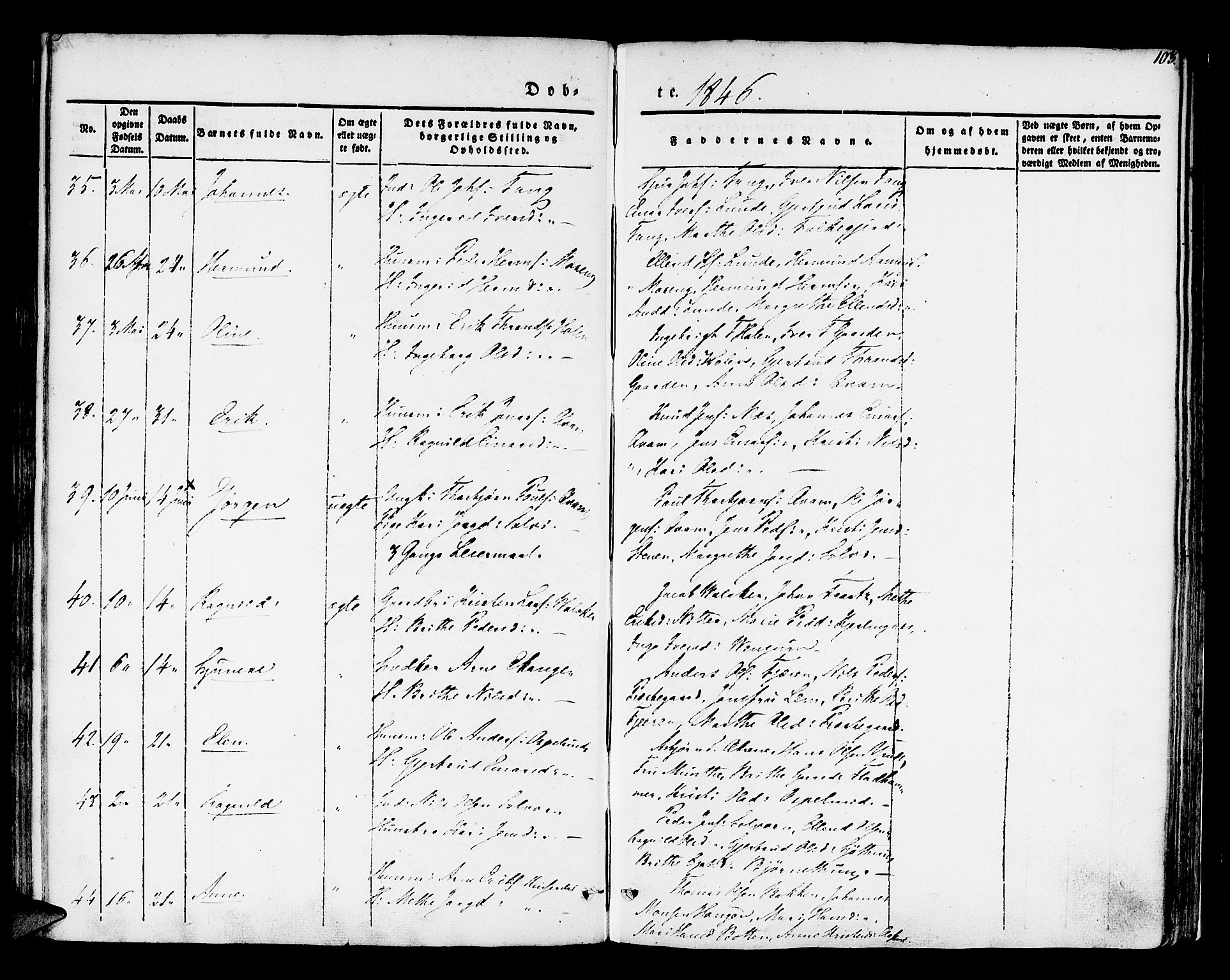 Hafslo sokneprestembete, AV/SAB-A-80301/H/Haa/Haaa/L0005: Parish register (official) no. A 5, 1834-1852, p. 103