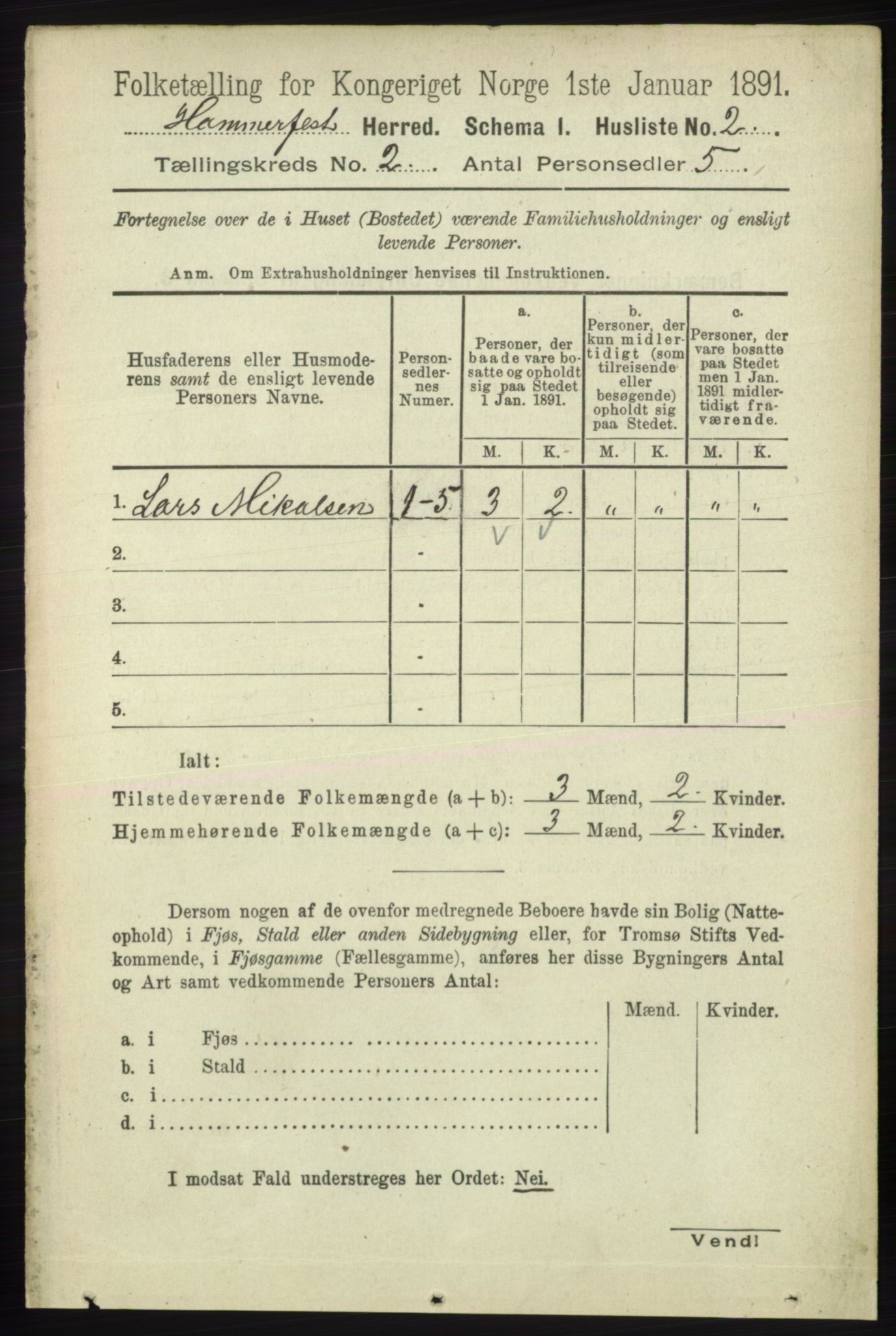 RA, 1891 census for 2016 Hammerfest, 1891, p. 539