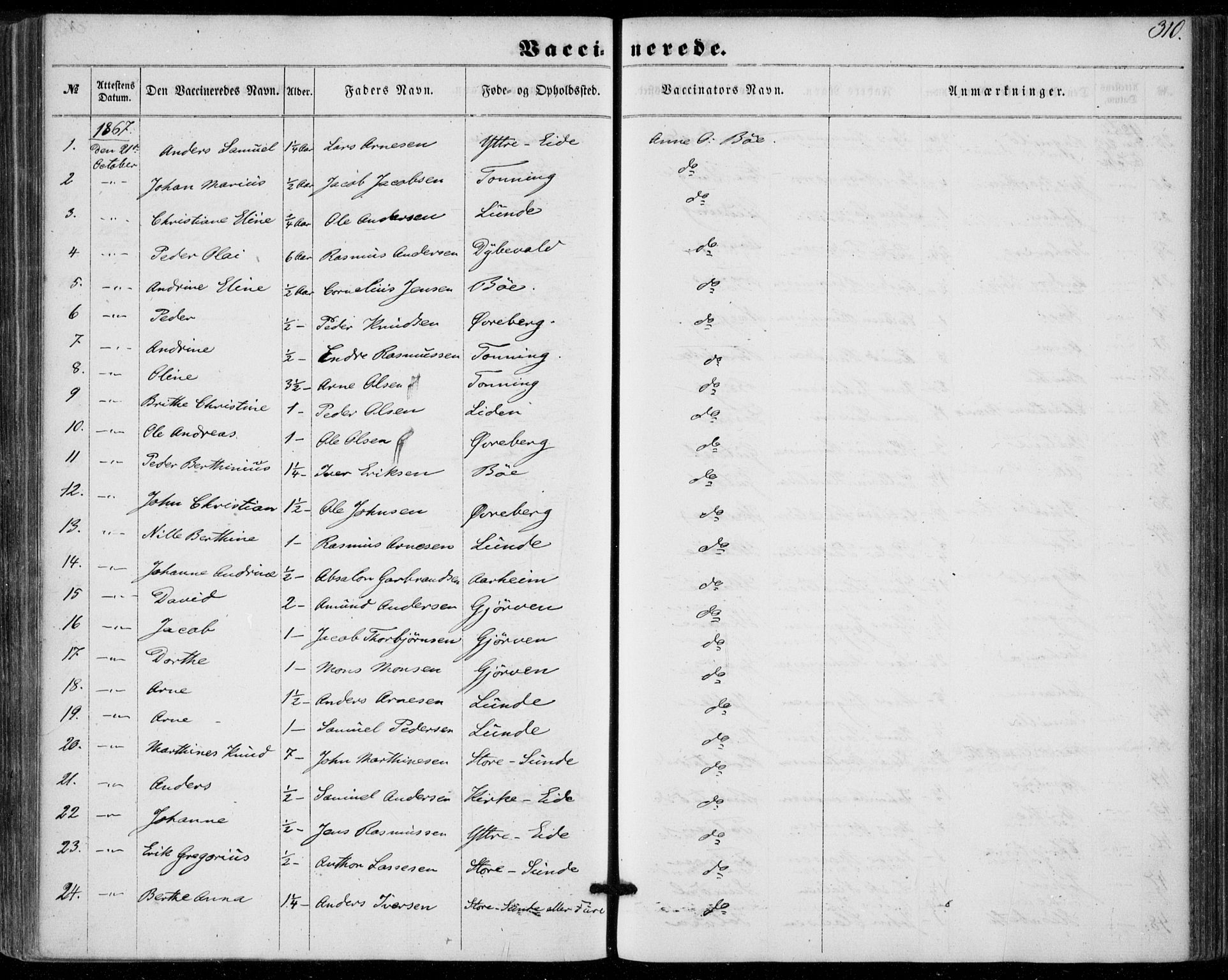 Stryn Sokneprestembete, SAB/A-82501: Parish register (official) no. A 3, 1862-1877, p. 310