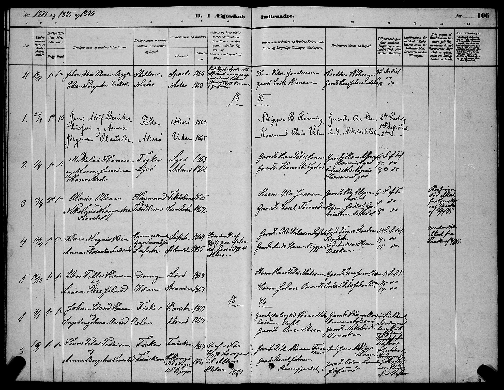 Ministerialprotokoller, klokkerbøker og fødselsregistre - Sør-Trøndelag, SAT/A-1456/654/L0665: Parish register (copy) no. 654C01, 1879-1901, p. 106
