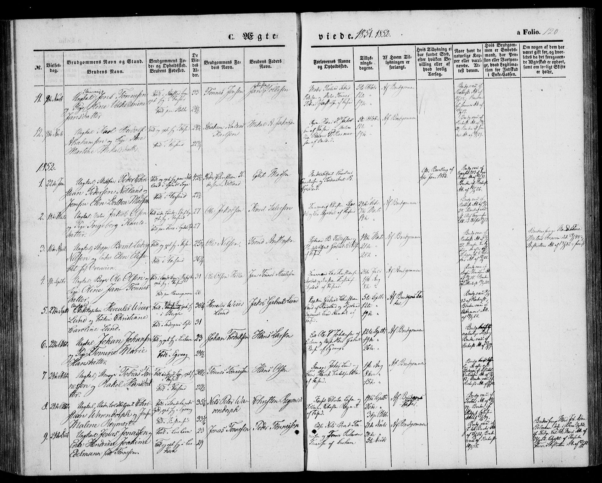 Farsund sokneprestkontor, AV/SAK-1111-0009/F/Fa/L0004: Parish register (official) no. A 4, 1847-1863, p. 120