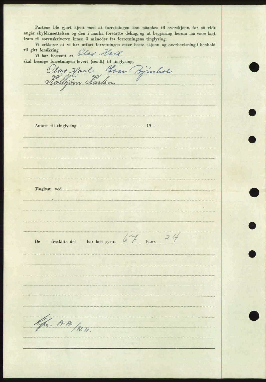 Nordmøre sorenskriveri, AV/SAT-A-4132/1/2/2Ca: Mortgage book no. A103, 1946-1947, Diary no: : 2635/1946