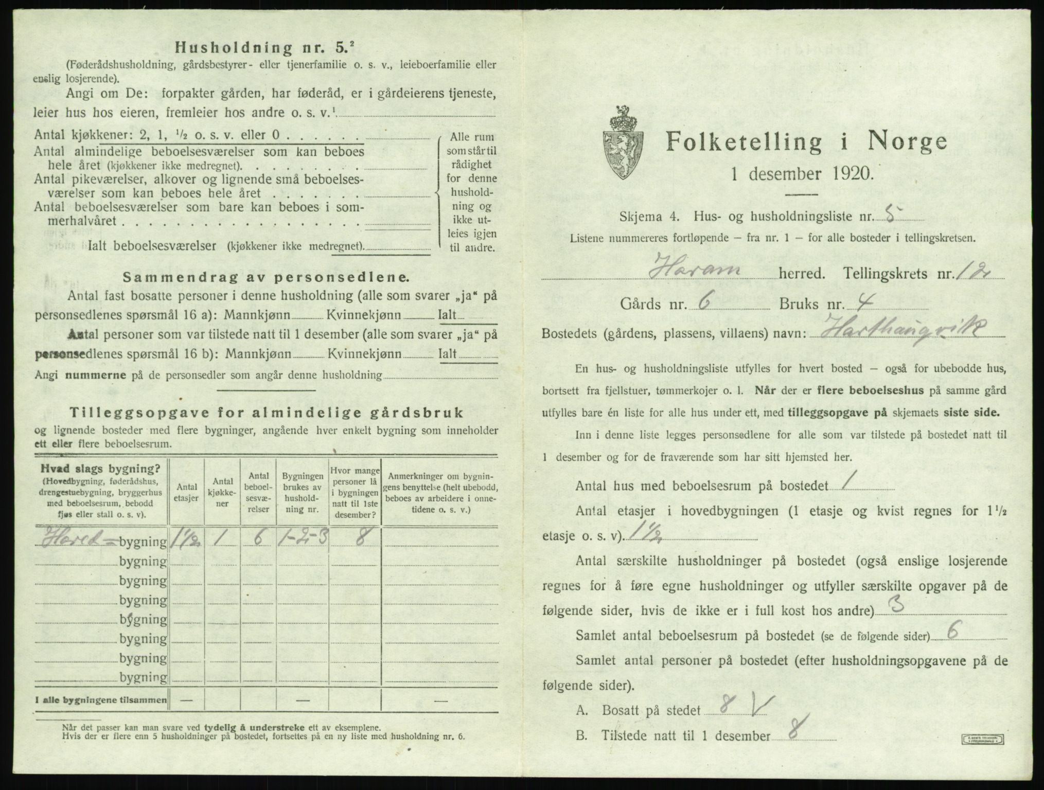 SAT, 1920 census for Haram, 1920, p. 809