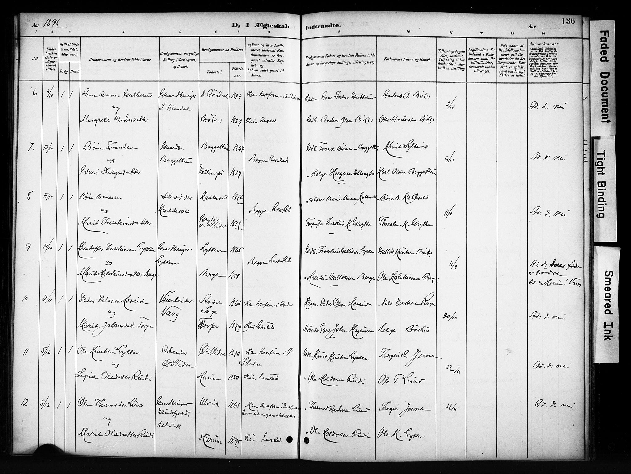 Vang prestekontor, Valdres, SAH/PREST-140/H/Hb/L0006: Parish register (copy) no. 6, 1893-1918, p. 136
