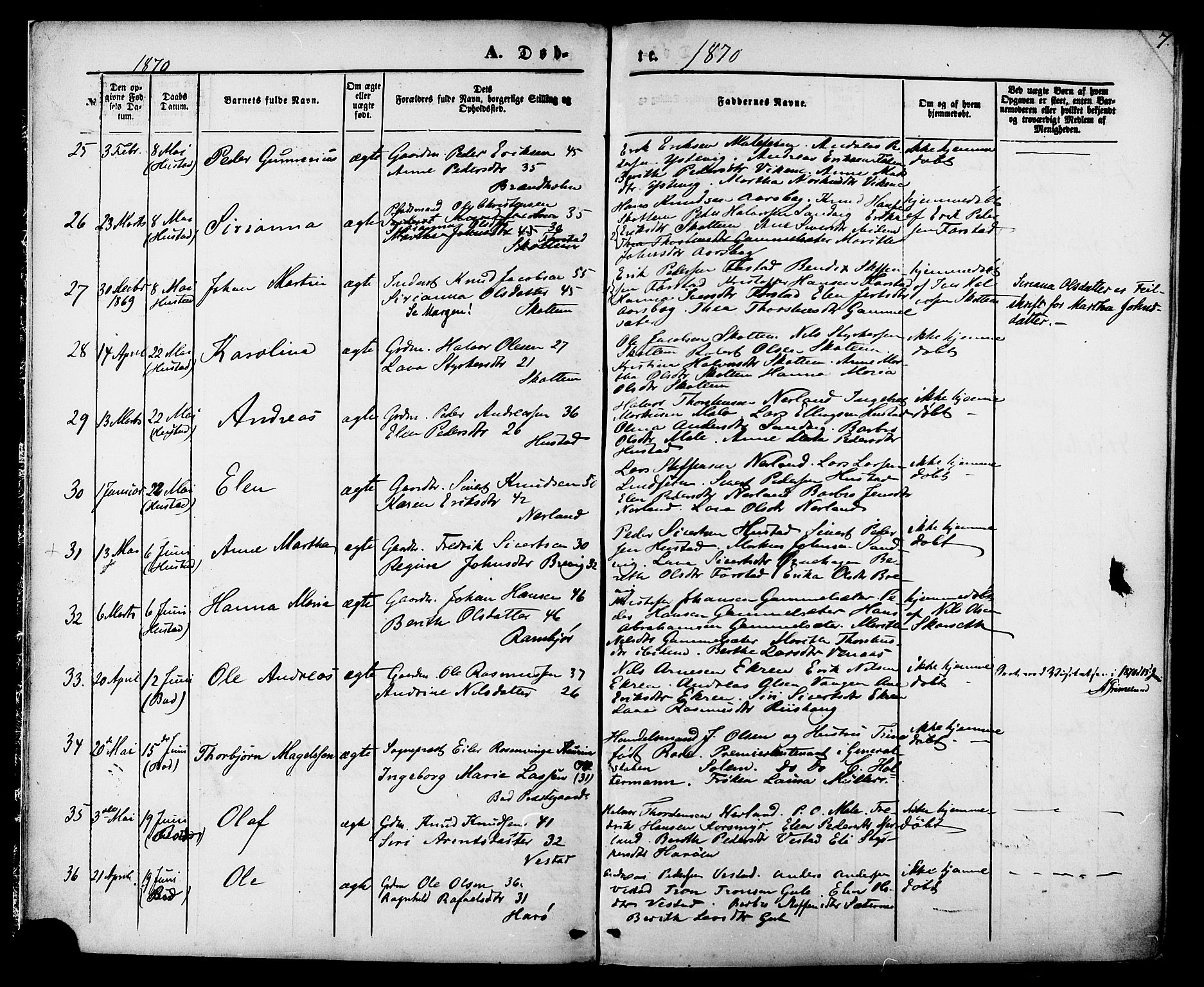 Ministerialprotokoller, klokkerbøker og fødselsregistre - Møre og Romsdal, SAT/A-1454/566/L0768: Parish register (official) no. 566A07, 1869-1881, p. 7