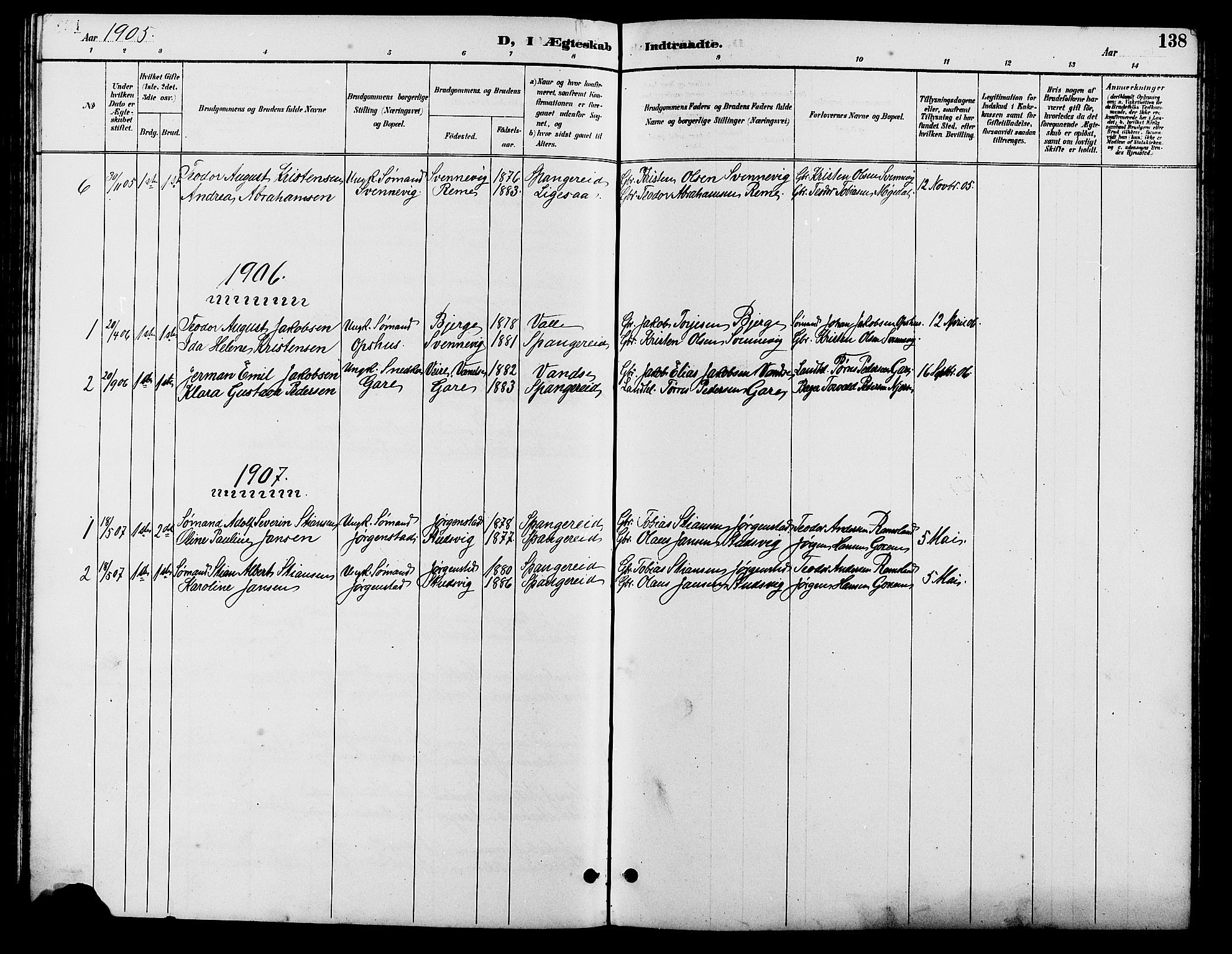 Sør-Audnedal sokneprestkontor, SAK/1111-0039/F/Fb/Fba/L0004: Parish register (copy) no. B 4, 1893-1909, p. 138