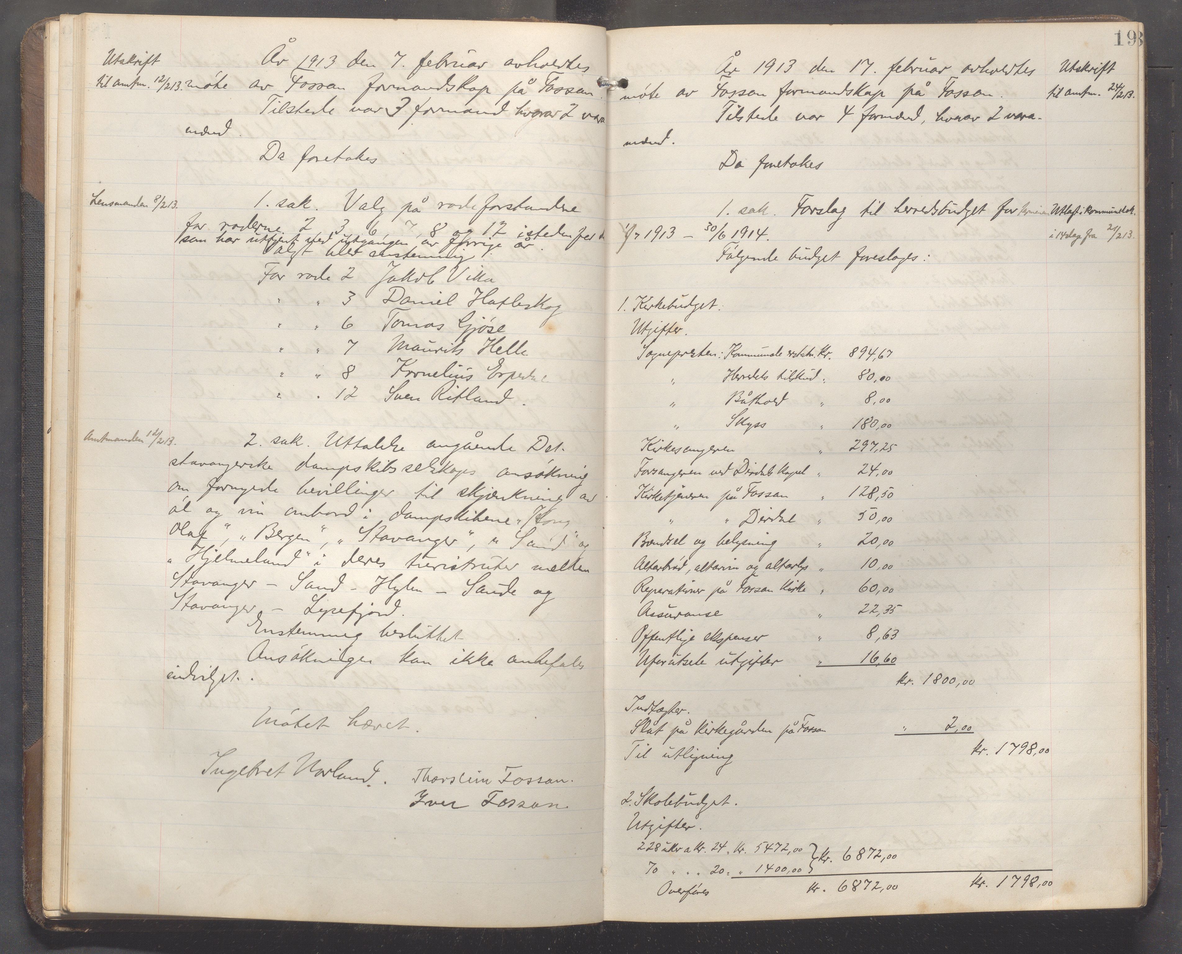 Forsand kommune - Formannskapet / Rådmannskontoret, IKAR/K-101601/A/Aa/Aaa/L0003: Møtebok, 1912-1922, p. 19