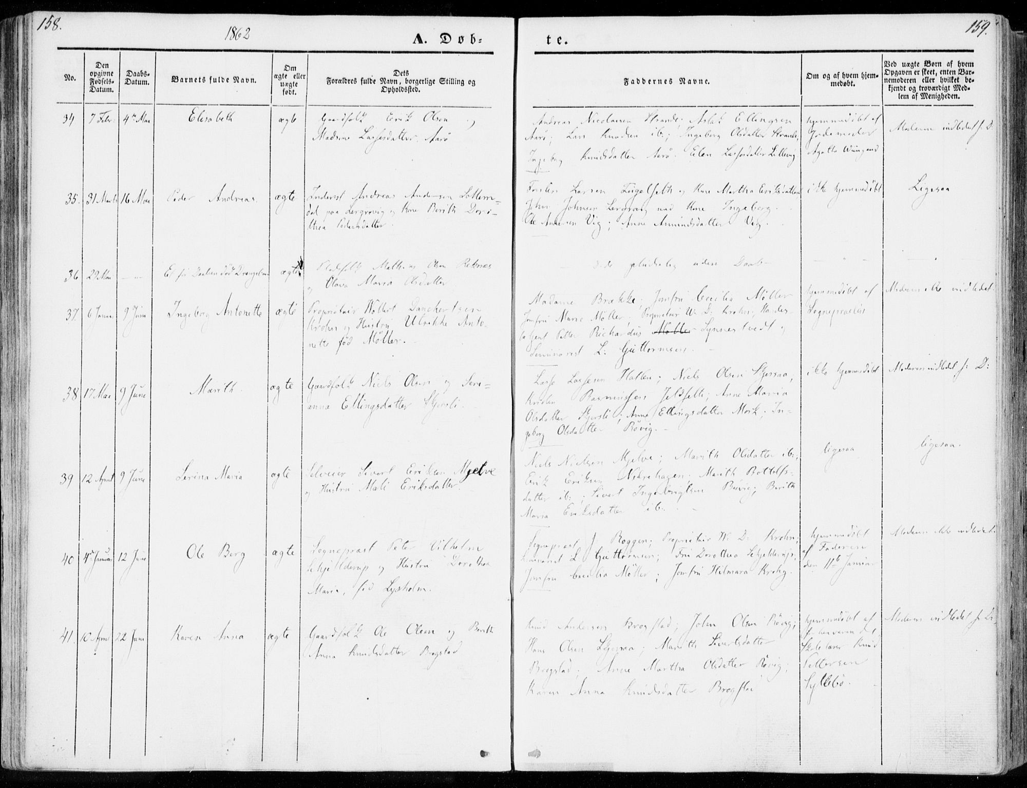 Ministerialprotokoller, klokkerbøker og fødselsregistre - Møre og Romsdal, AV/SAT-A-1454/555/L0653: Parish register (official) no. 555A04, 1843-1869, p. 158-159