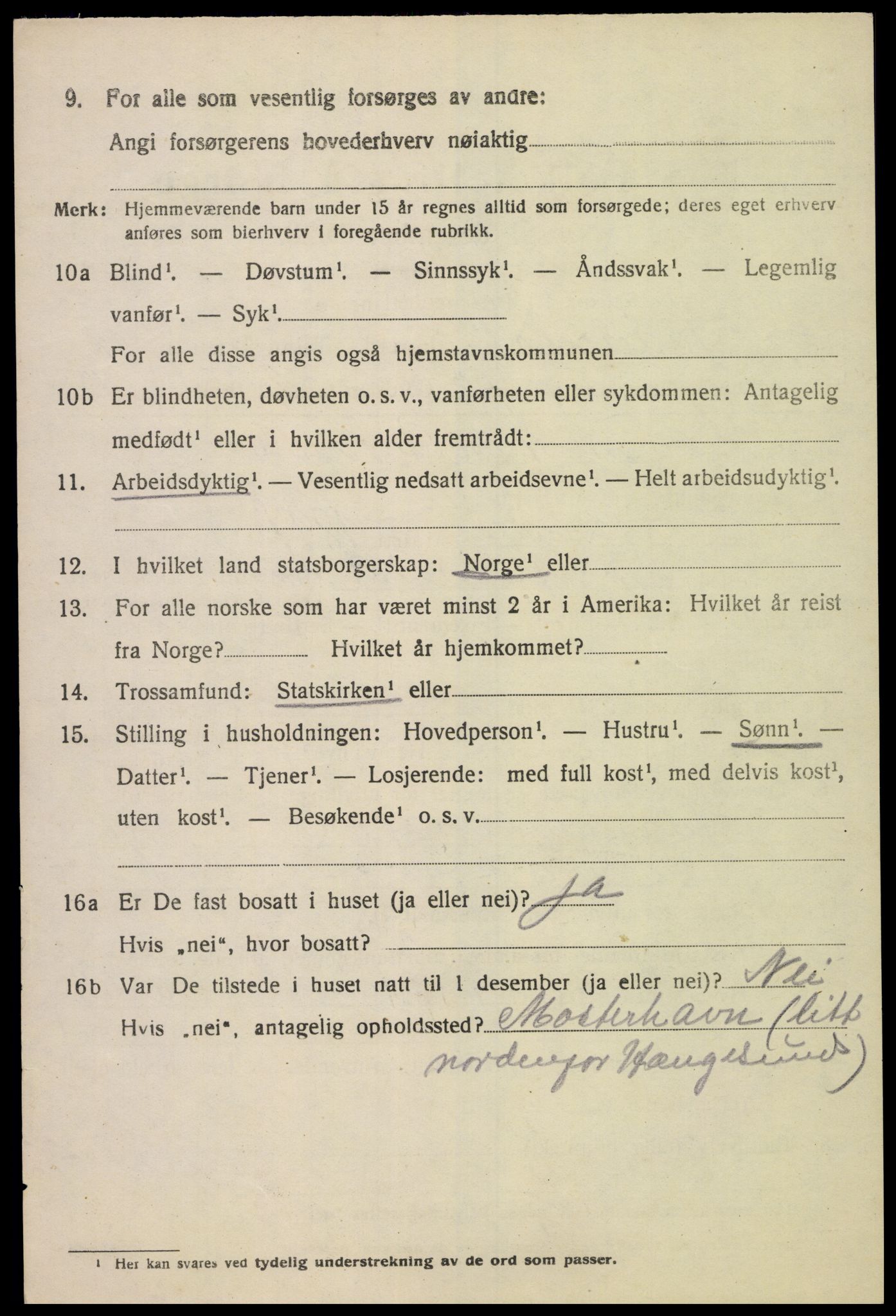 SAK, 1920 census for Sør-Audnedal, 1920, p. 3828