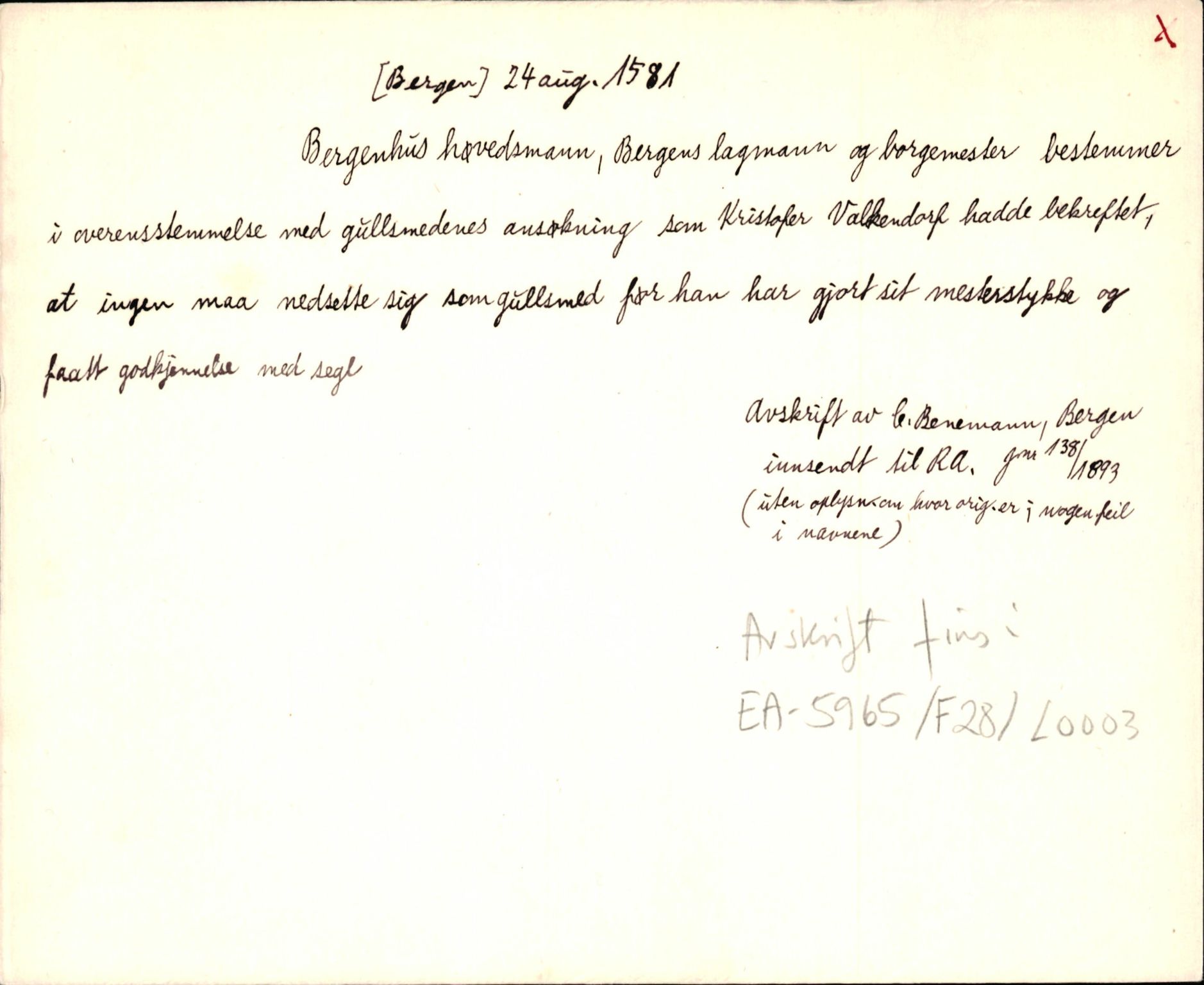 Riksarkivets diplomsamling, AV/RA-EA-5965/F35/F35d/L0001: Innlånte diplomer, seddelregister, 1316-1591, p. 491