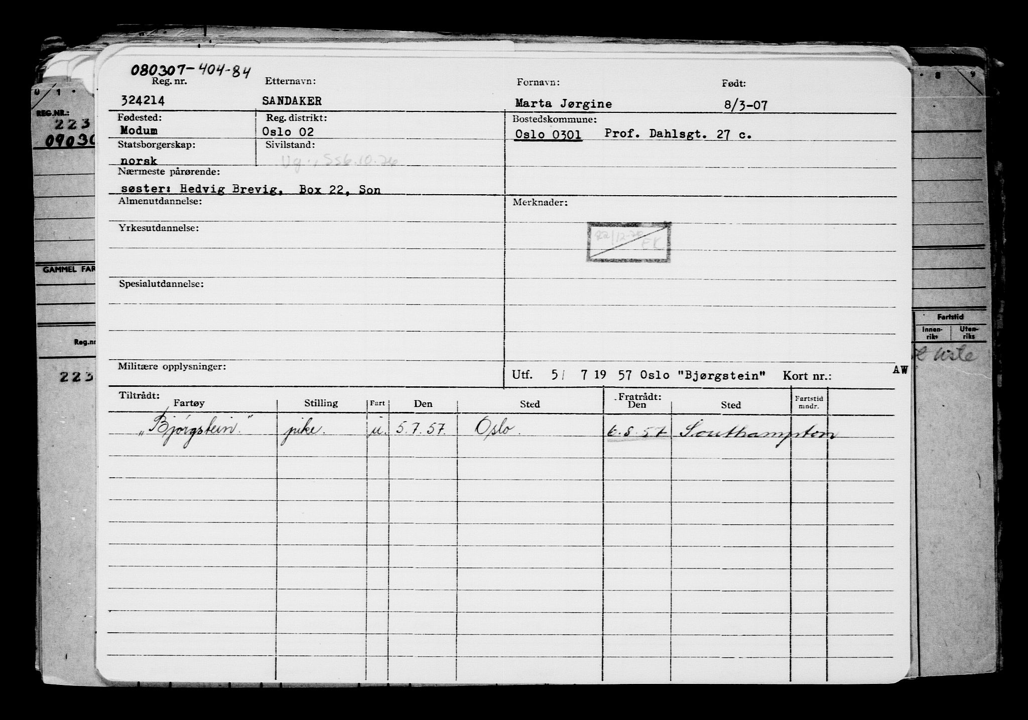 Direktoratet for sjømenn, AV/RA-S-3545/G/Gb/L0070: Hovedkort, 1907, p. 101