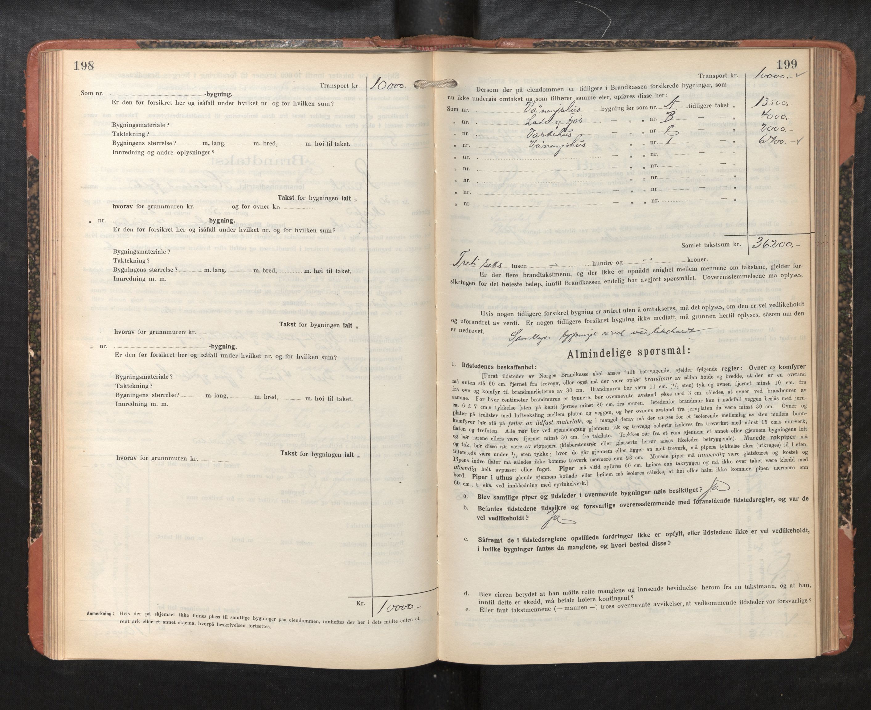 Lensmannen i Bruvik, AV/SAB-A-31301/0012/L0010: Branntakstprotokoll, skjematakst, 1925-1936, p. 198-199