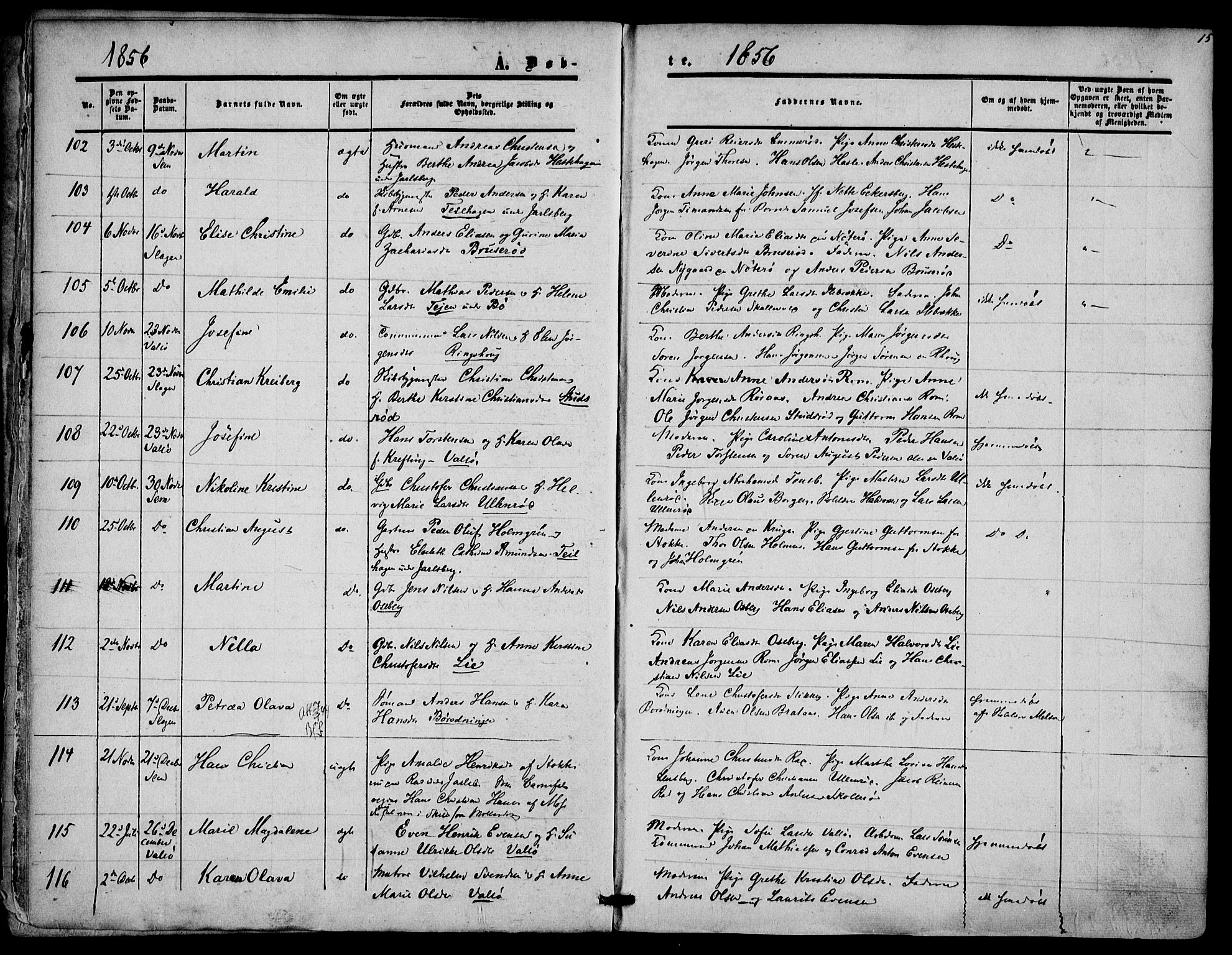 Sem kirkebøker, SAKO/A-5/F/Fa/L0007: Parish register (official) no. I 7, 1856-1865, p. 15